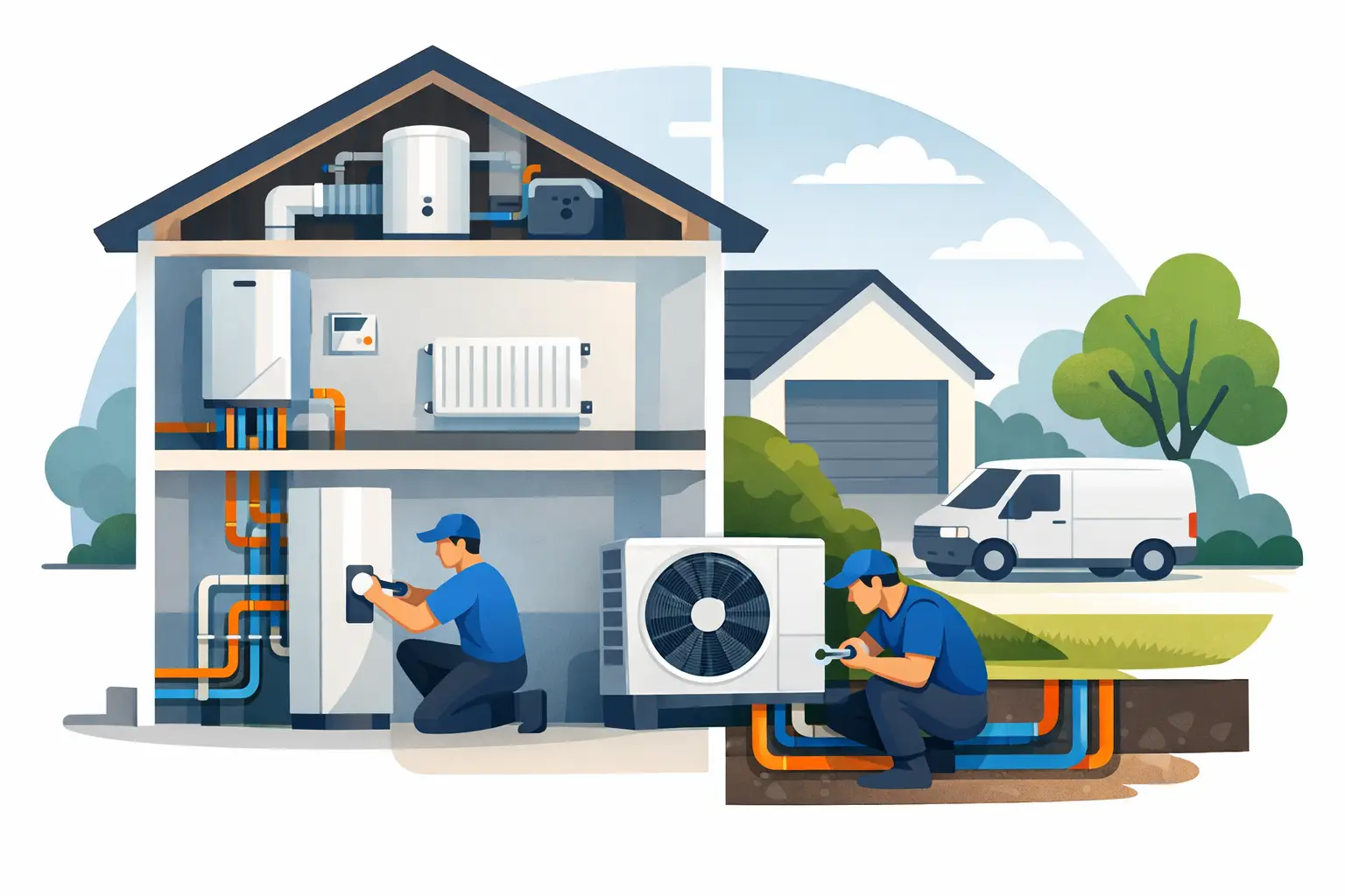 Wärmepumpe Installation Ablauf im Haus