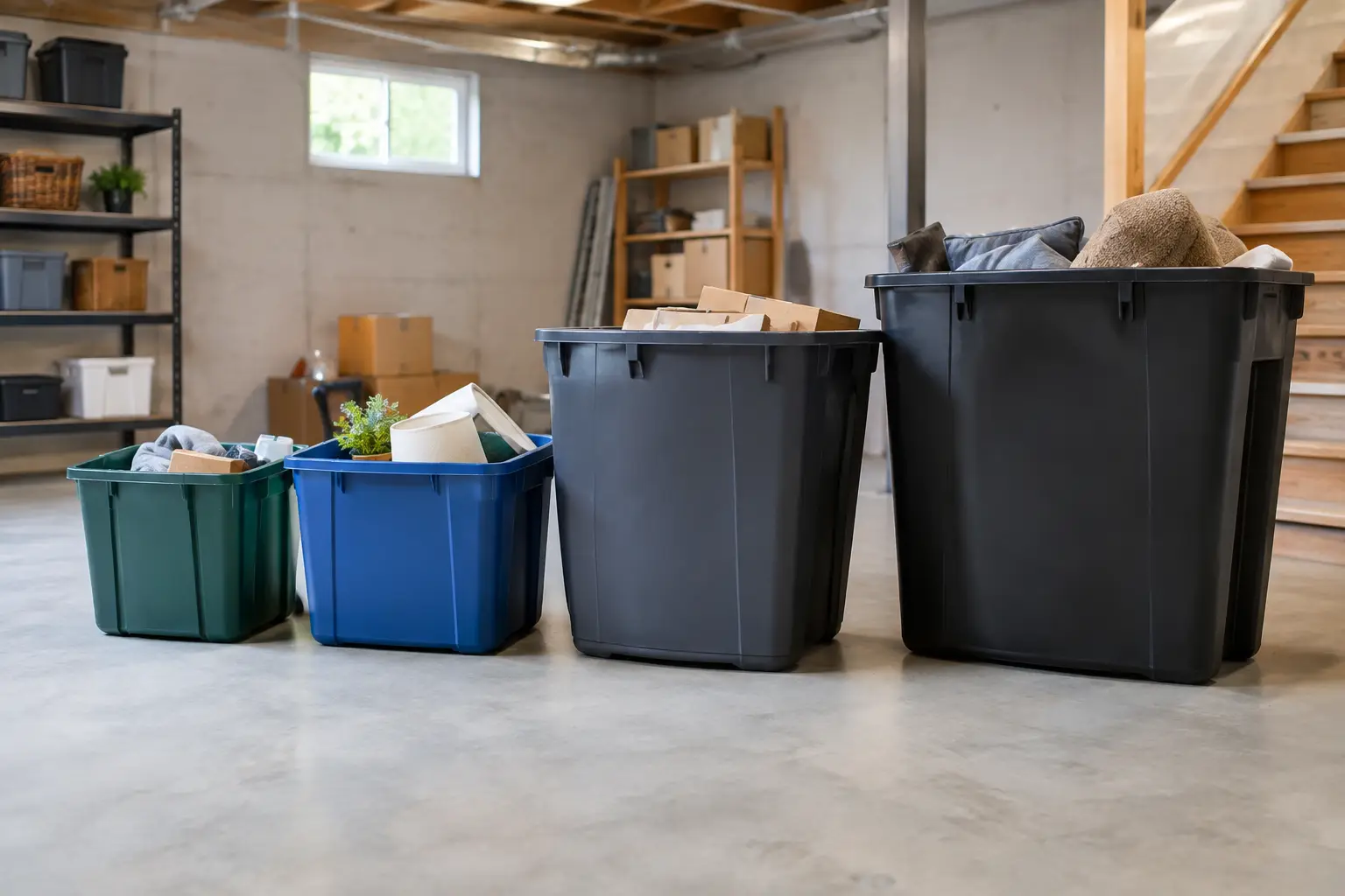 Best Bins for Basement Cleanouts by Project Size