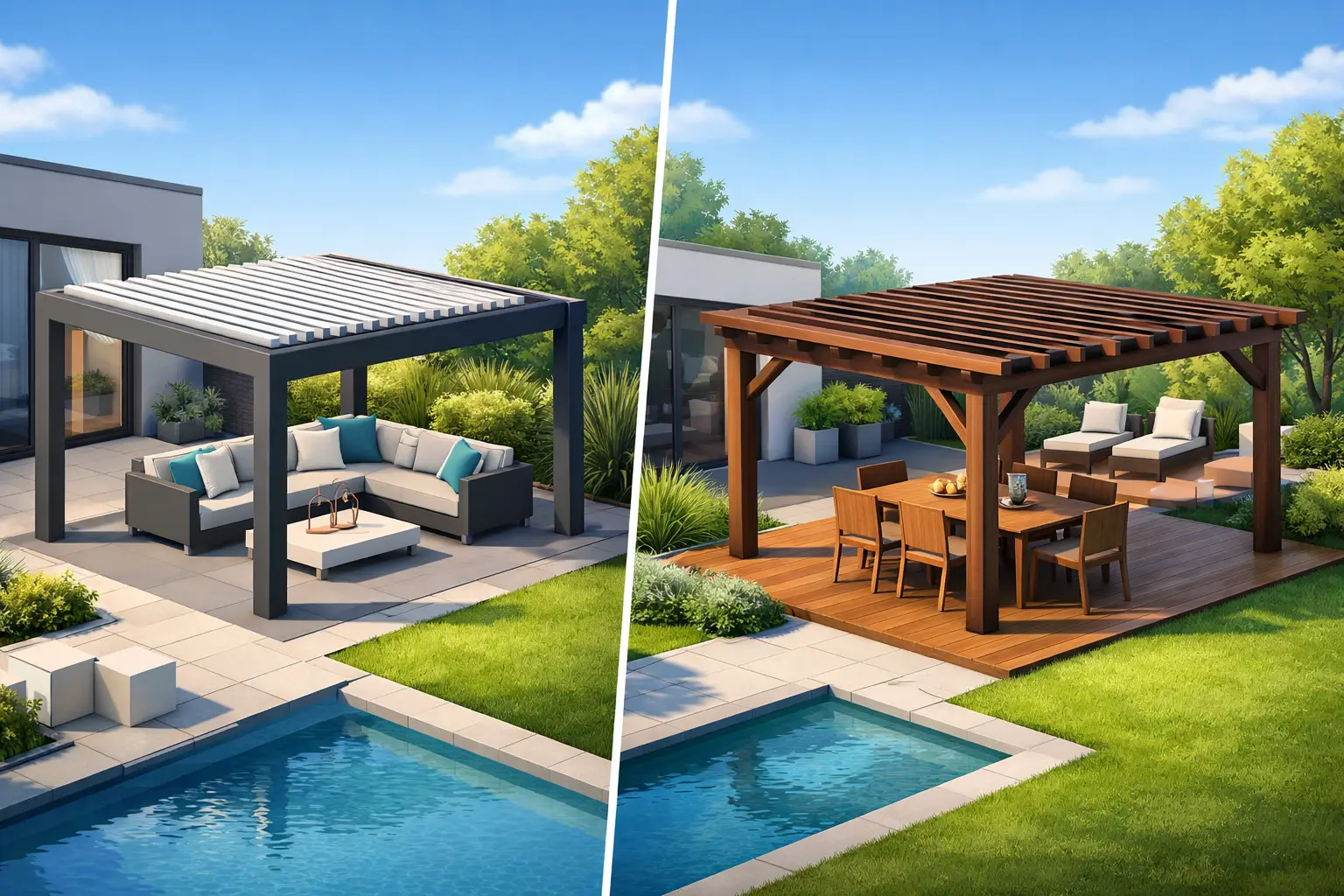 Lamellendak of pergola voor uw moderne tuin?