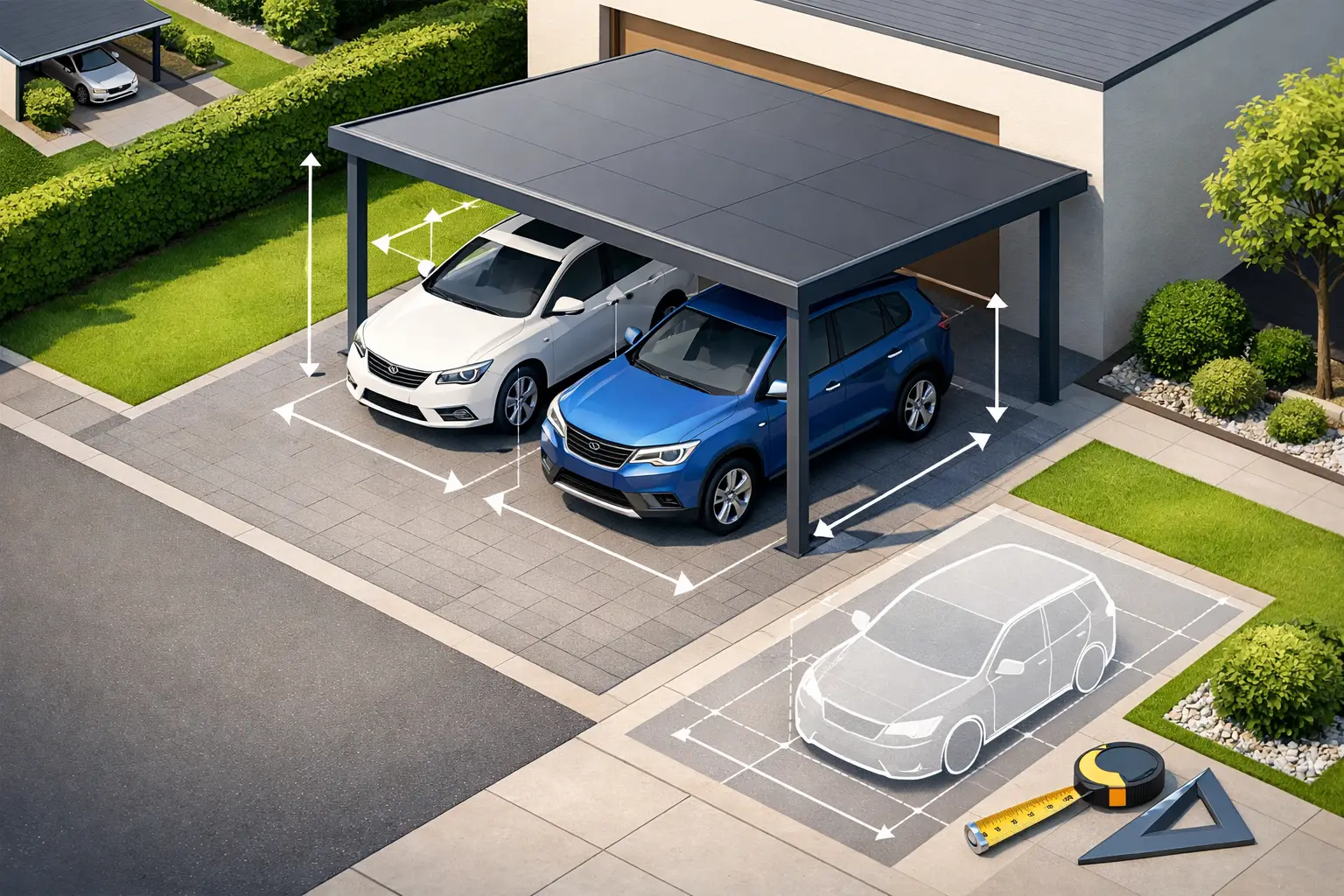 Carport afmetingen bepalen voor uw auto en oprit