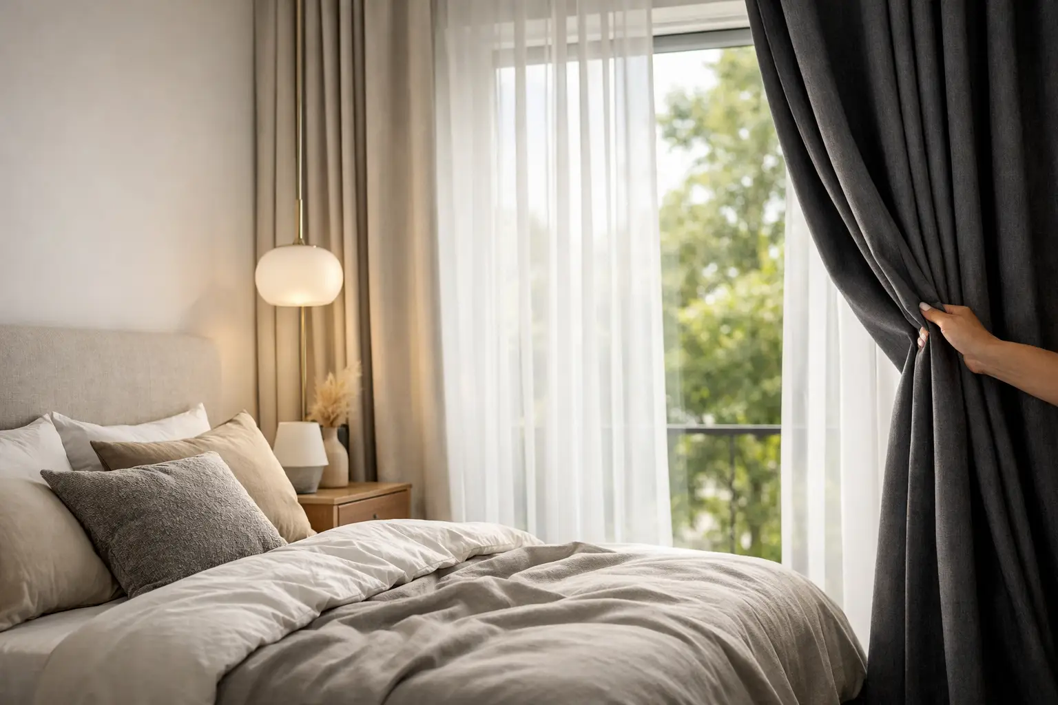 Vorhang Schlafzimmer: nach Mass für Ruhe, Verdunkelung und Stil