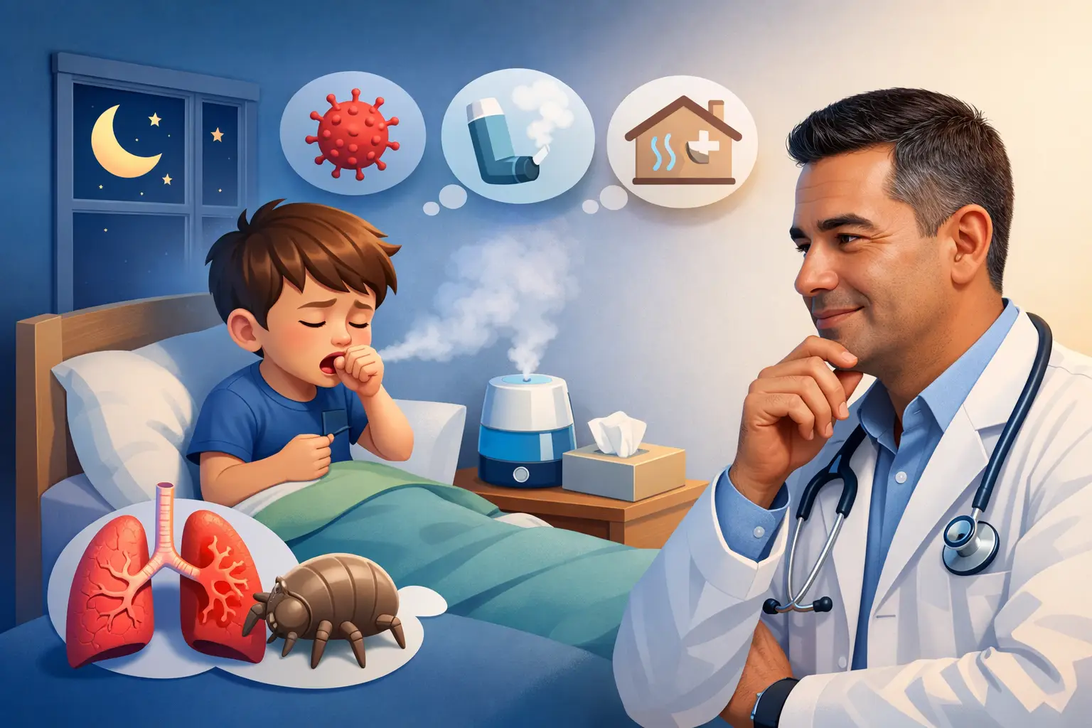 Tos nocturna en niños: causas frecuentes