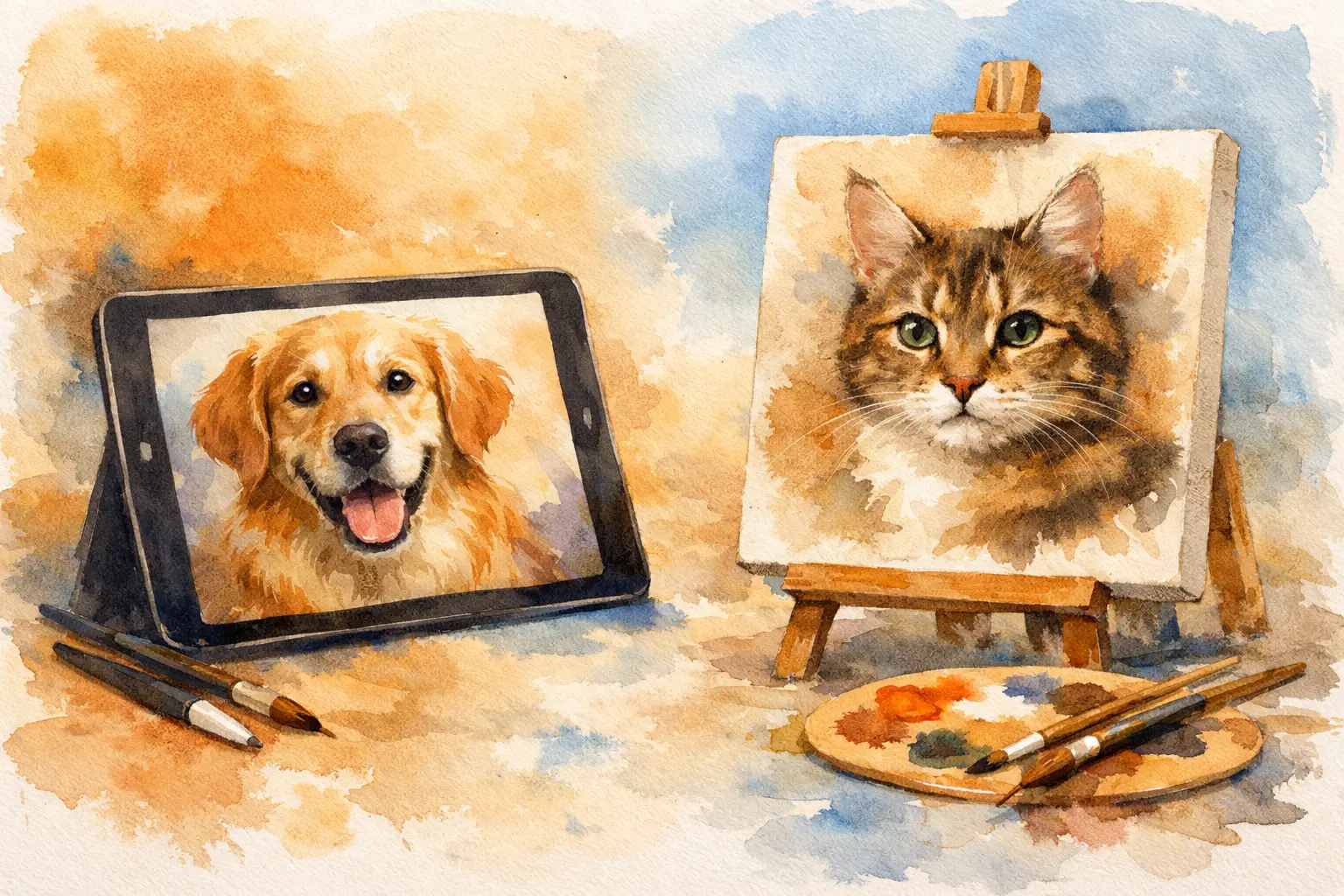 Digital Portrait vs Canvas Print for Pets