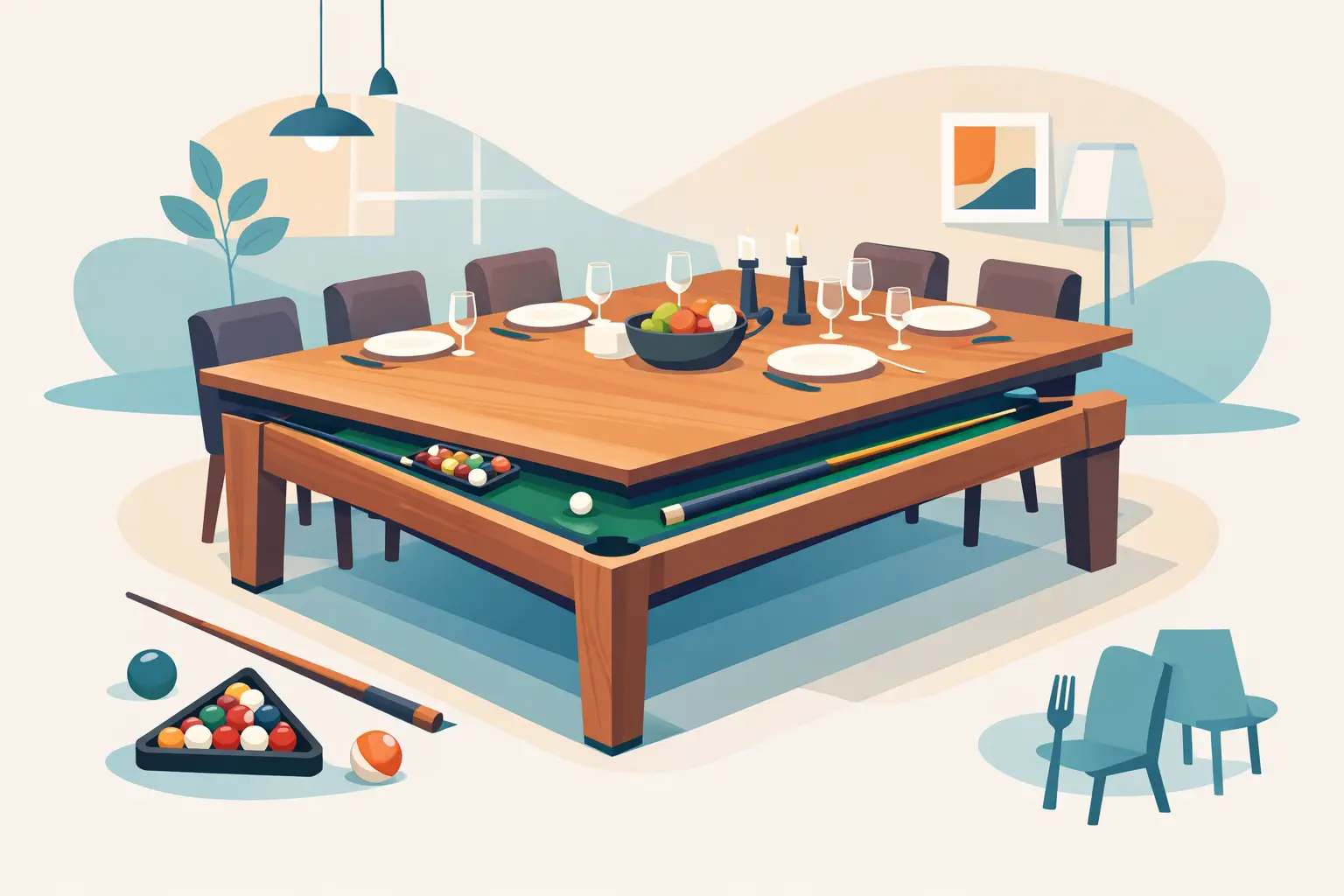 Billiard Dining Tops for More Room at the Table