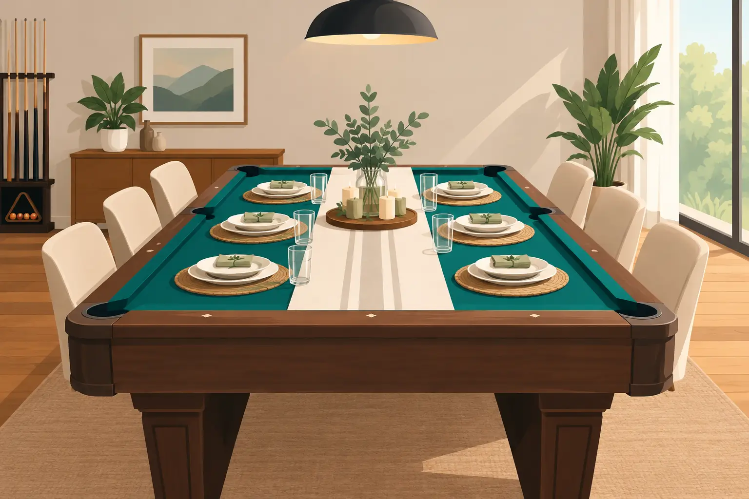 Pool Table Dinner Setup Guide for Family Meals