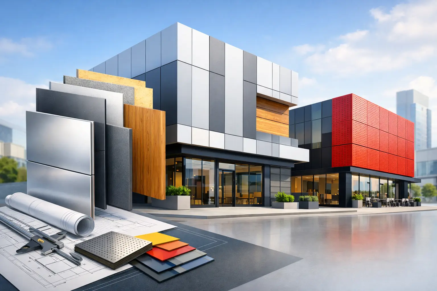 Panel arquitectónico para fachada comercial