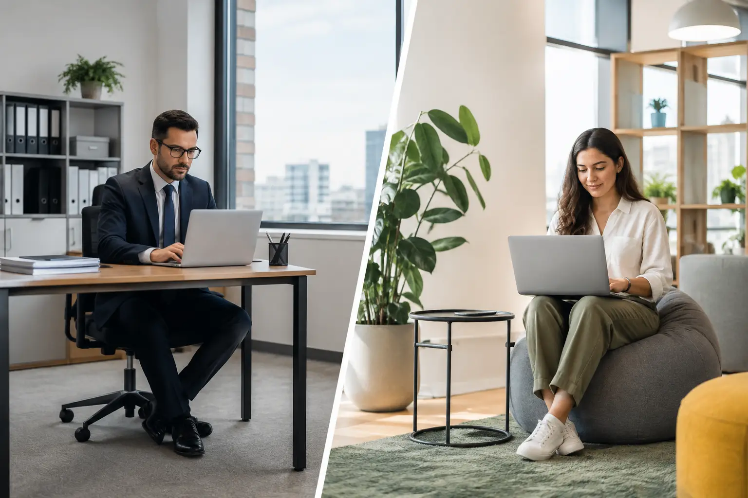 Ufficio tradizionale vs spazio flessibile