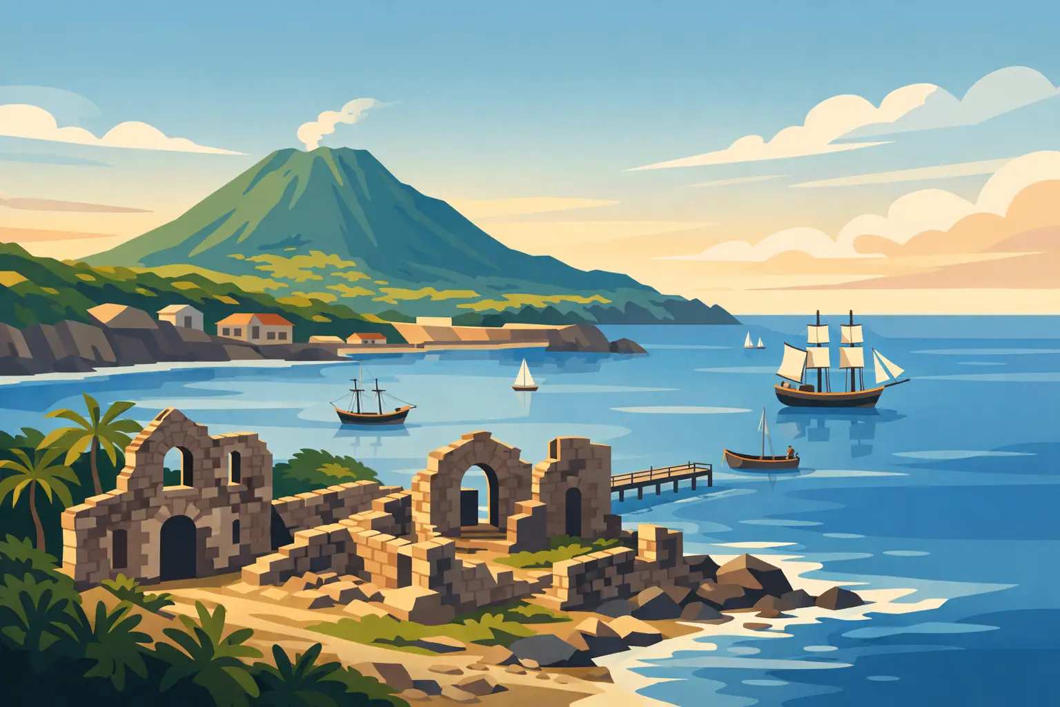 Lower Town Ruins Statia and Its Harbor Story