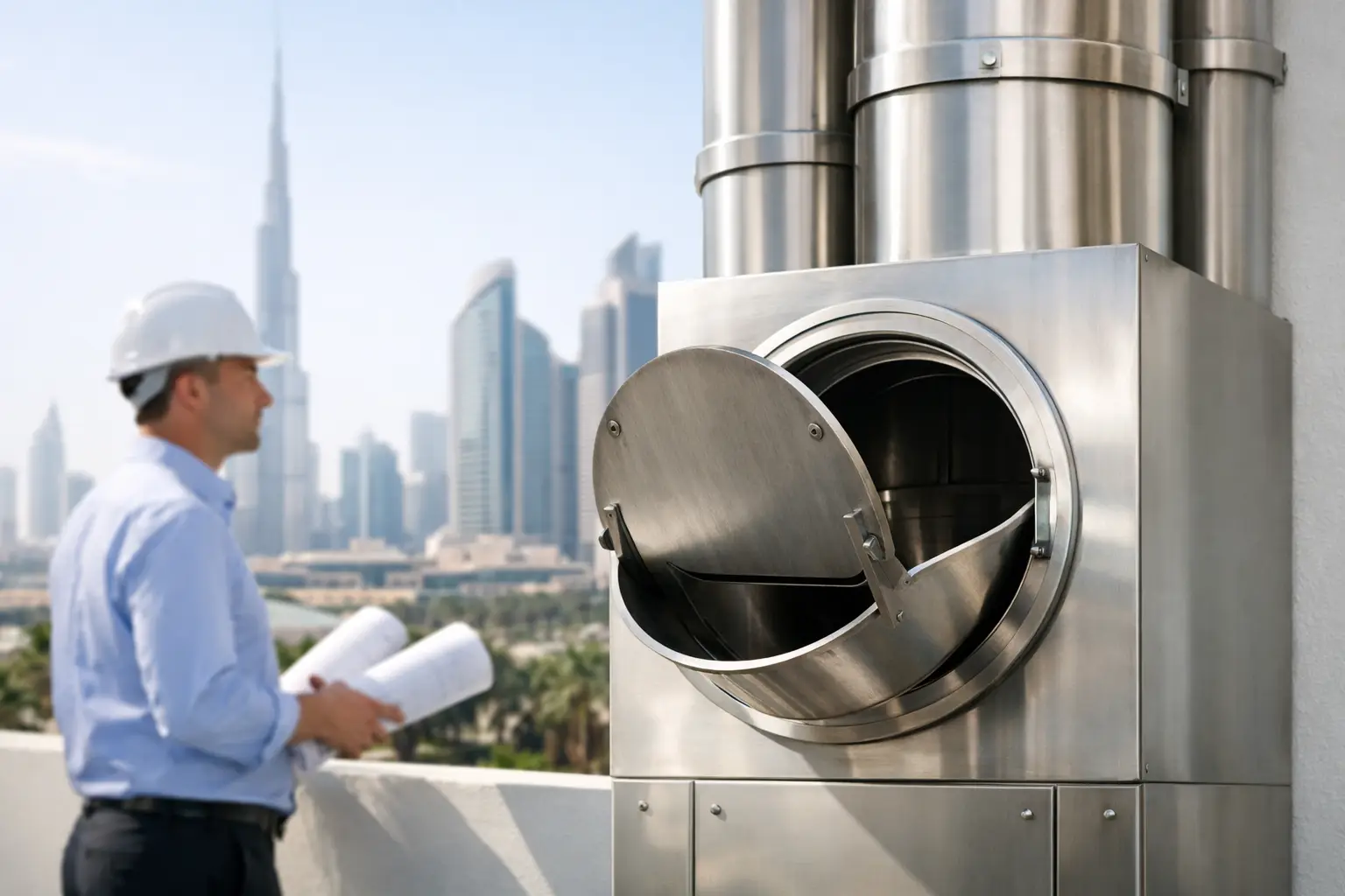 Choose a garbage chute manufacturer UAE teams can rely on for 316 stainless steel fabrication, safe installation, testing, and ongoing maintenance support.