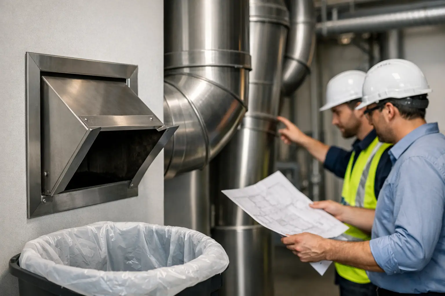 Plan a building garbage chute system with correct sizing, fire safety, stainless steel selection, access, ventilation, and reliable maintenance support.