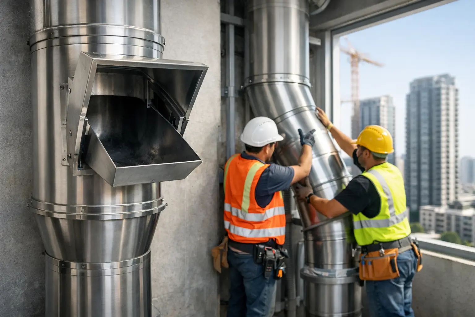 Garbage chute supply and installation for towers: specify durable shafts, safe intake doors, ventilation, fire protection, and reliable maintenance access.