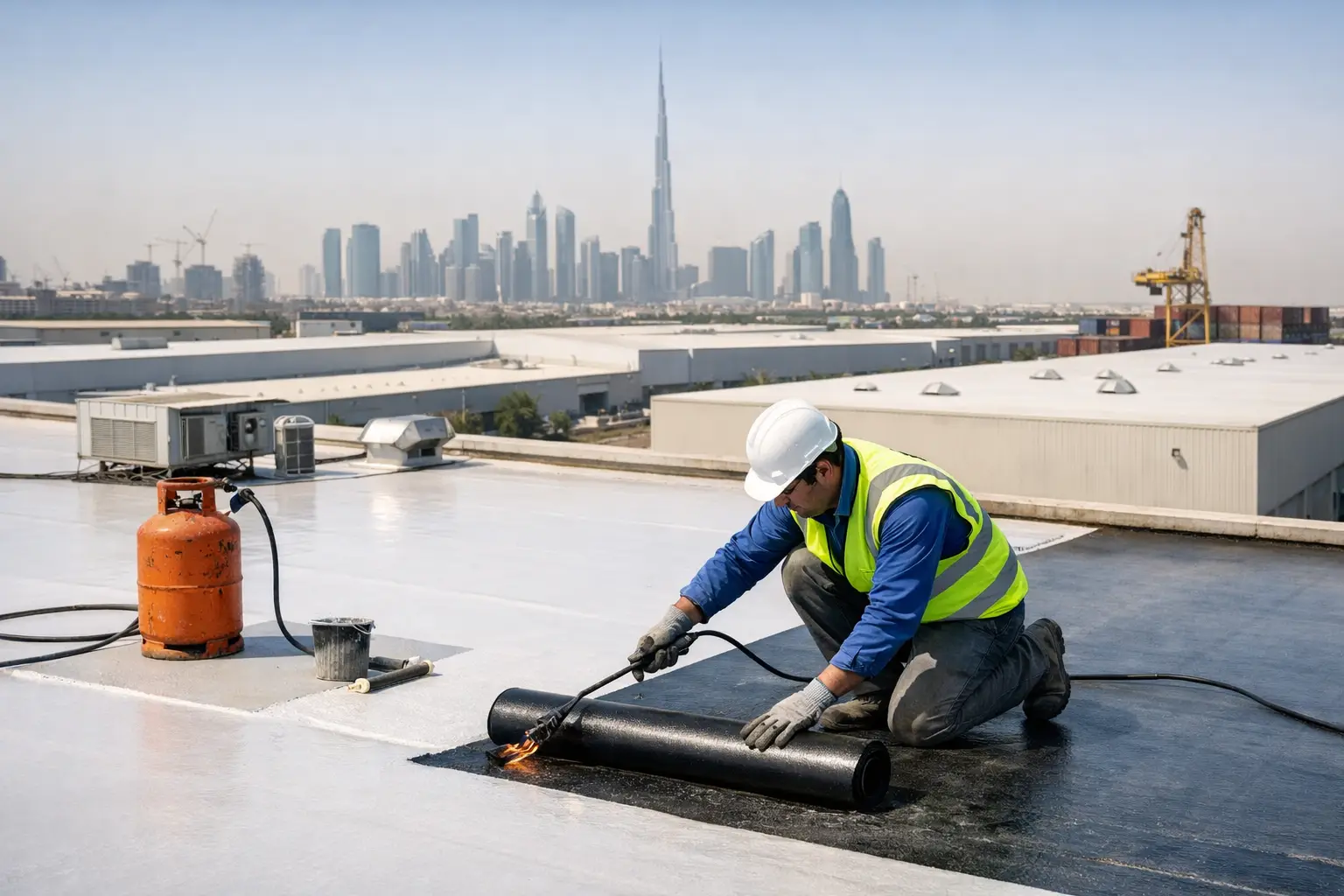 Waterproofing Dubai for warehouses and factories: diagnose leaks, select durable roof systems, and protect operations from heat, corrosion, and rain risk.