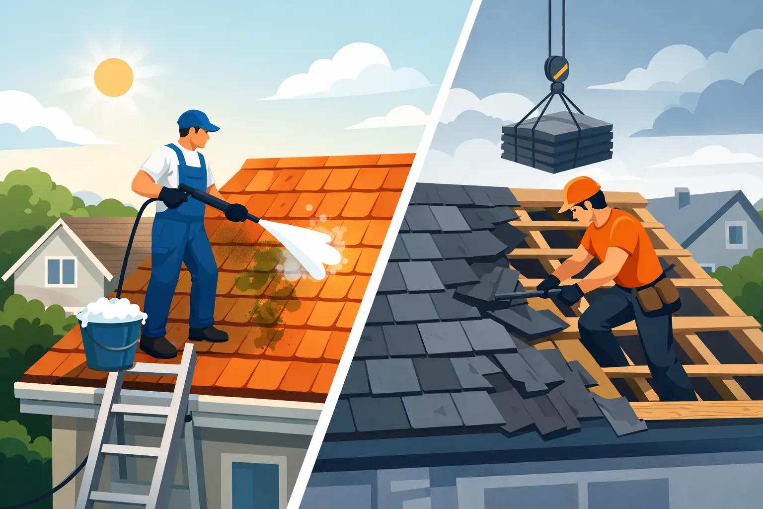 Roof Cleaning Versus Roof Replacement
