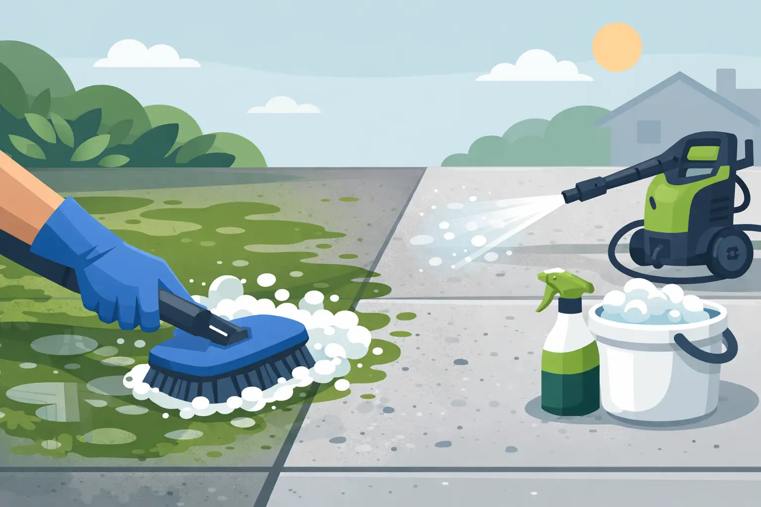 How to Remove Algae From Concrete Safely
