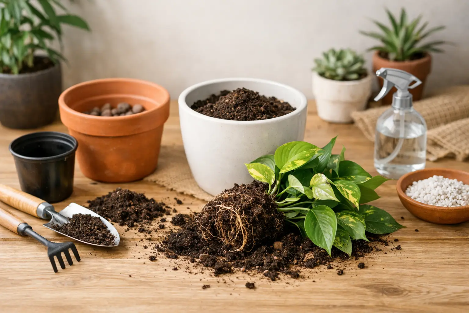 Houseplant Repotting Step by Step at Home