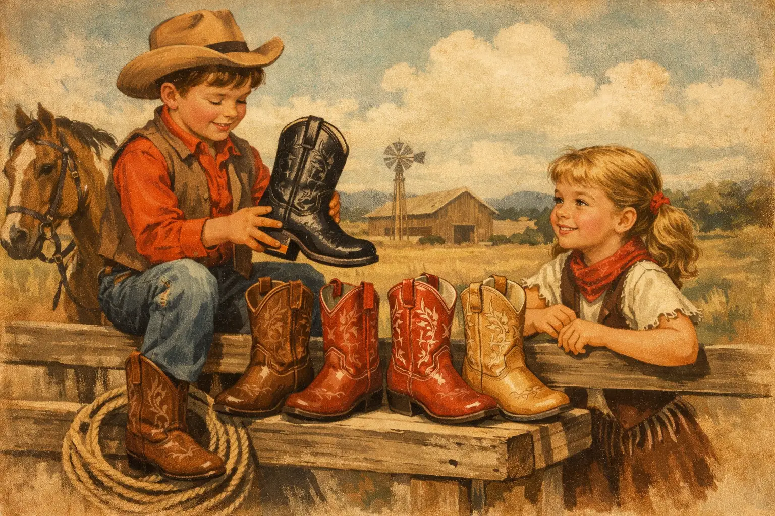 Bottes De Cowboy Western – Tête De Taureau Chromée – Embouts Acier – Occasion