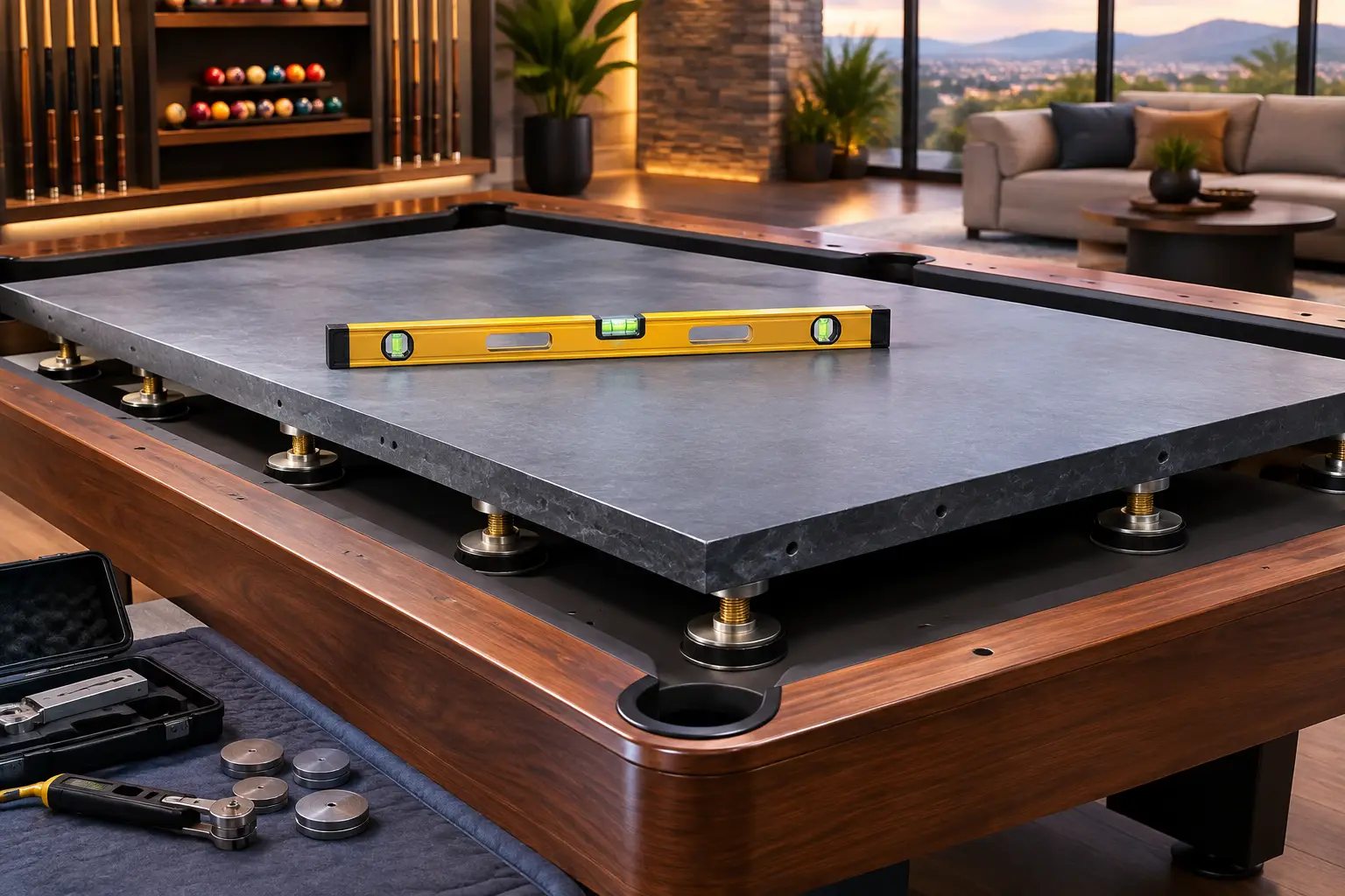 Slate Leveling for a Pool Table That Plays True