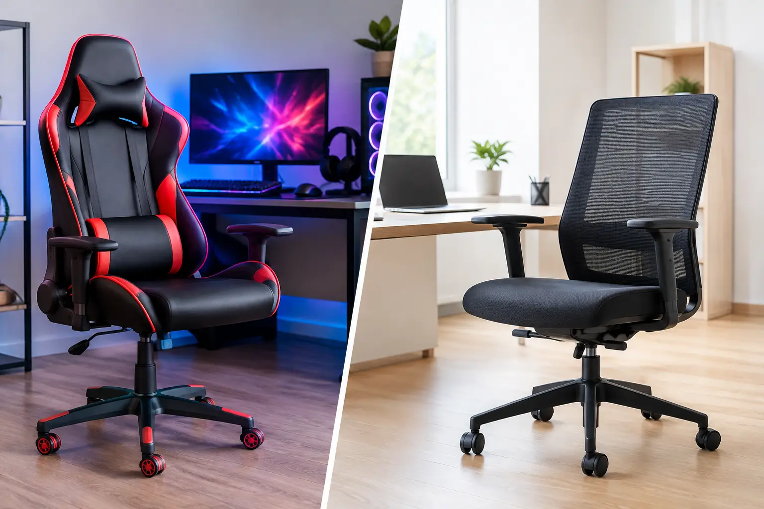 Silla gamer versus oficina: ¿cuál elegir?