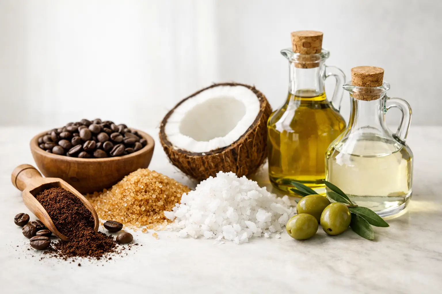 Coffee Sugar Salt Coconut, Grapeseed, Olive Oils