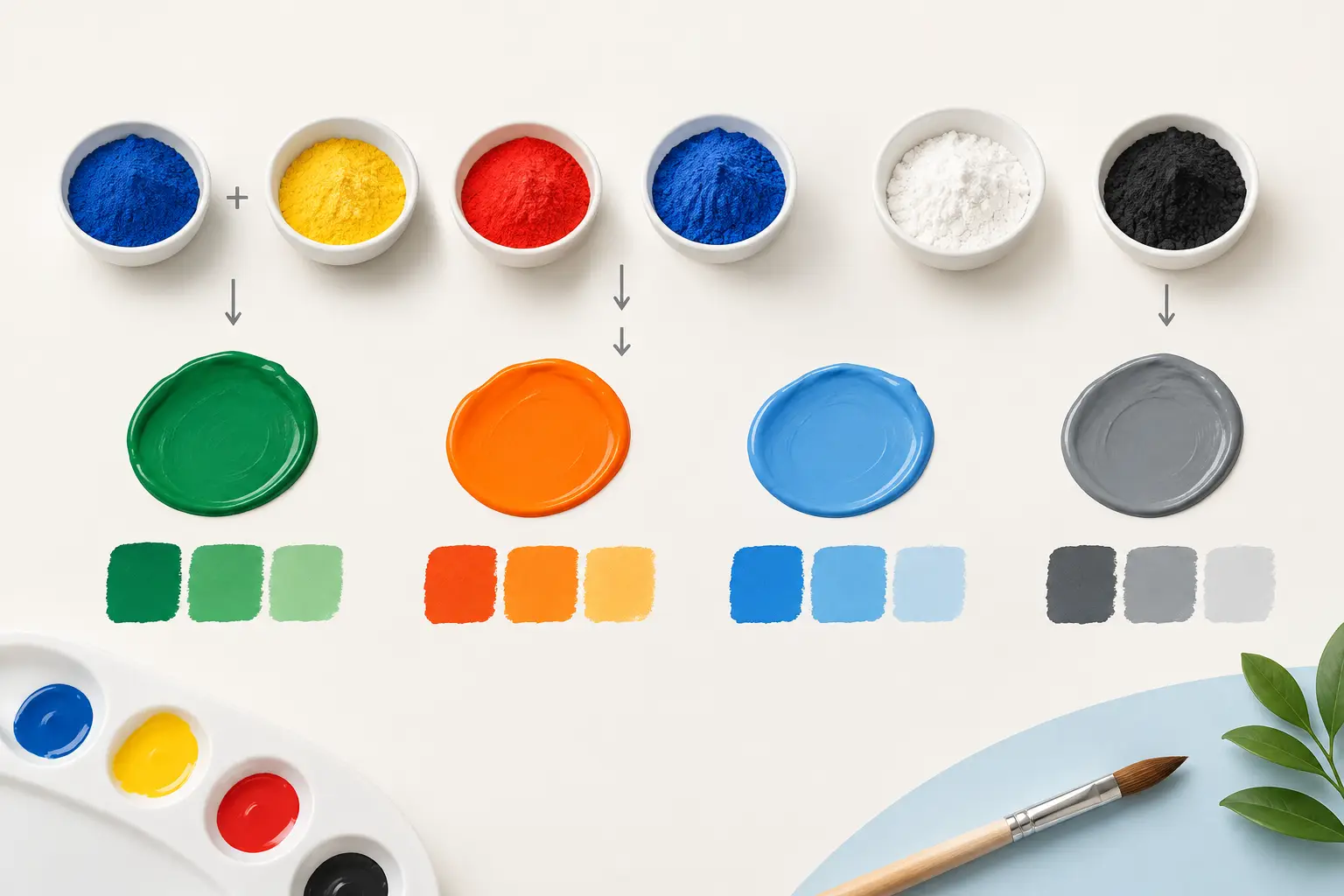 Pigment Mixing Examples for Clearer Colour