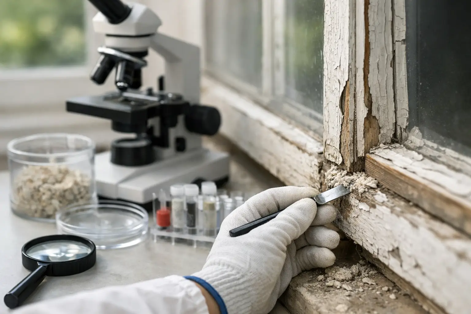 Fensterkitt auf Asbest prüfen lassen vor Sanierungen