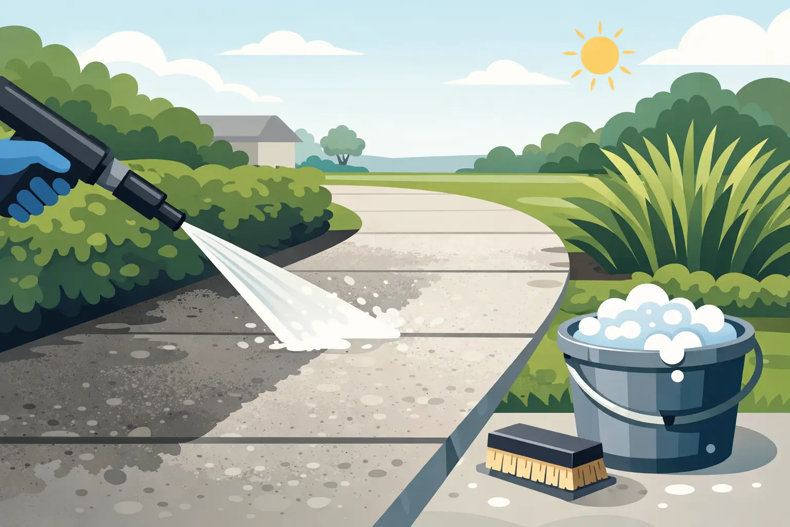 How to Clean a Concrete Walkway Without Damage