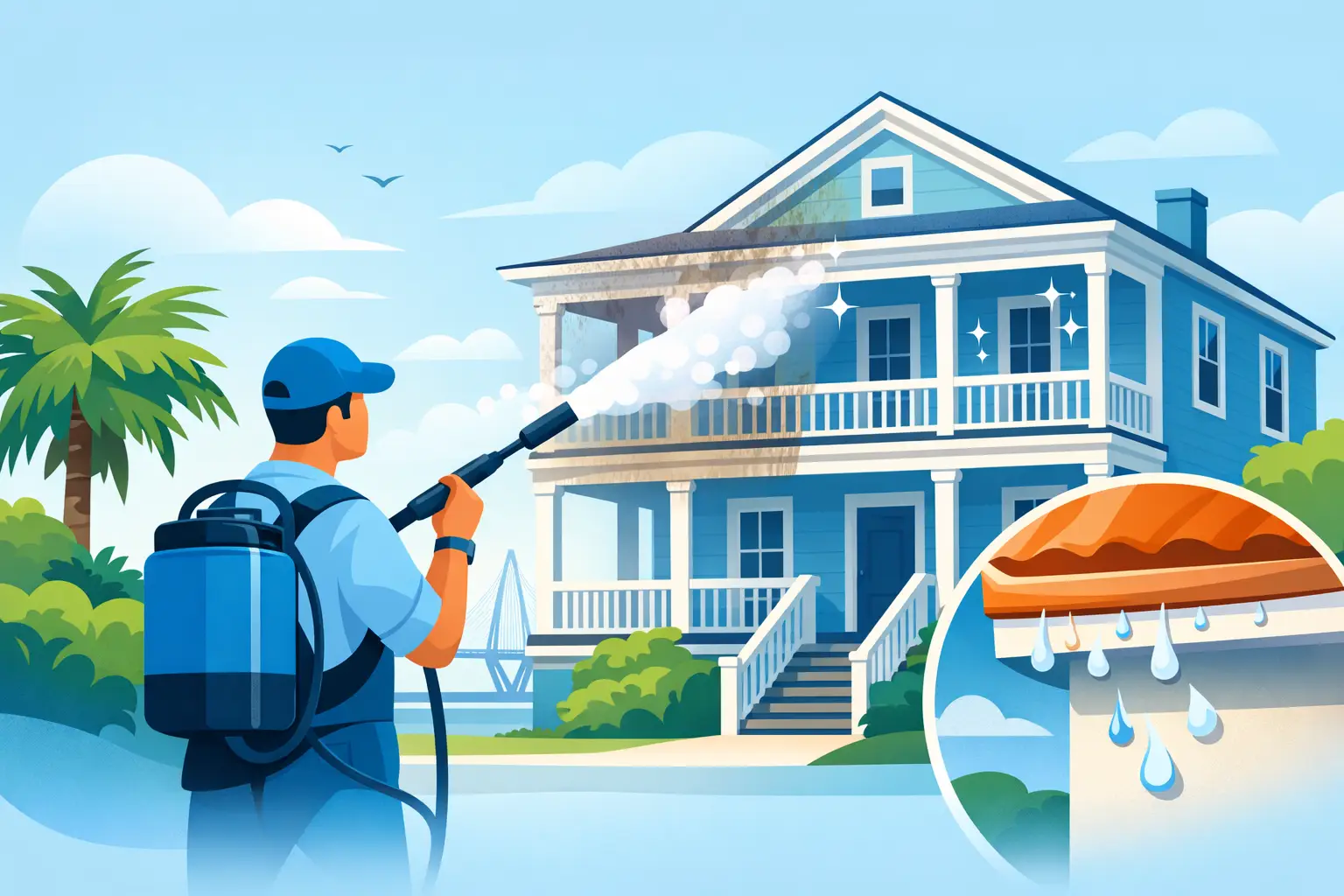 Soft Wash Charleston Homes Without Surface Damage