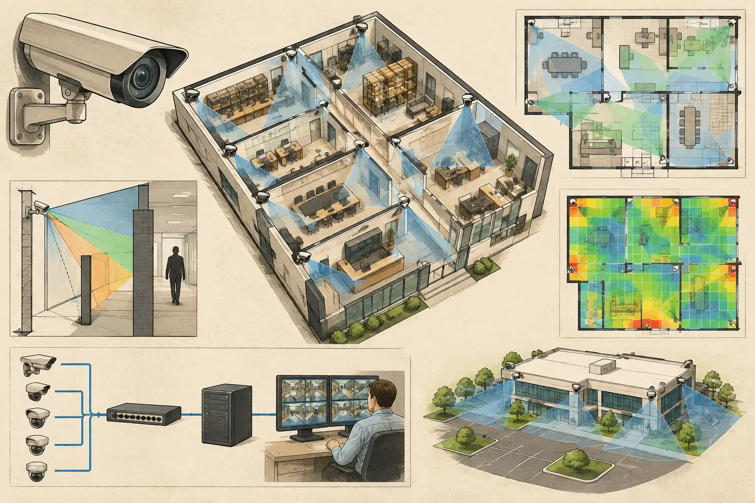 CCTV Wall Modeling for Accurate Camera Coverage