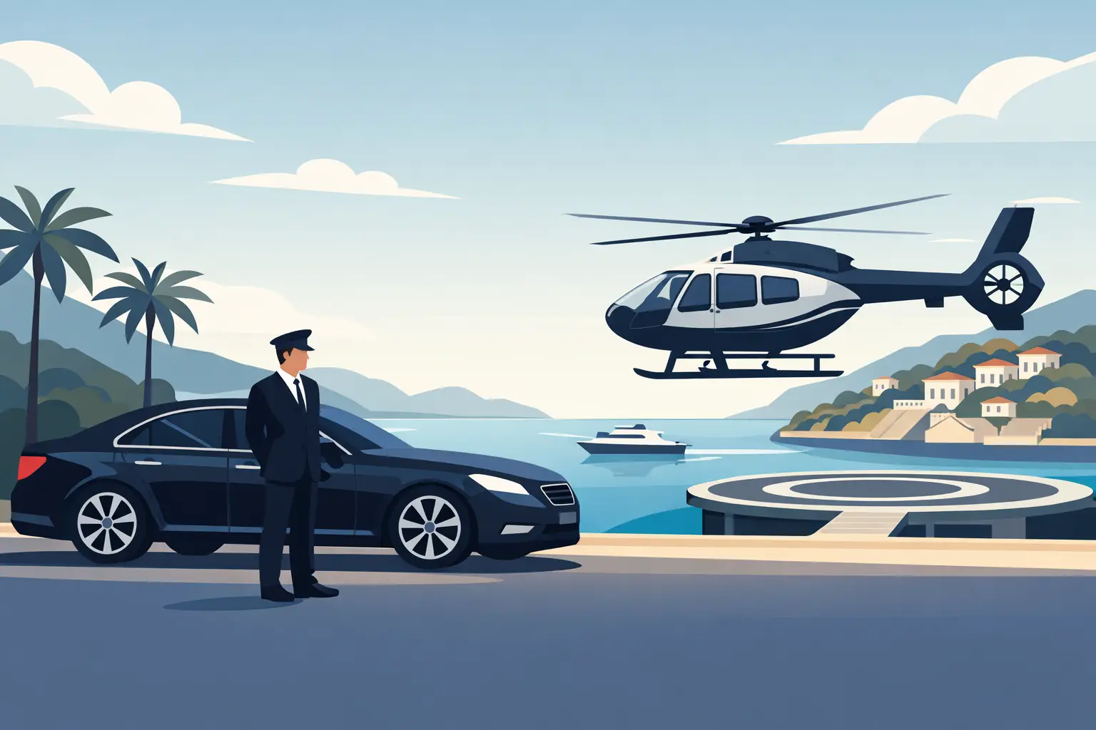 Chauffeur Versus Helicopter on the Riviera