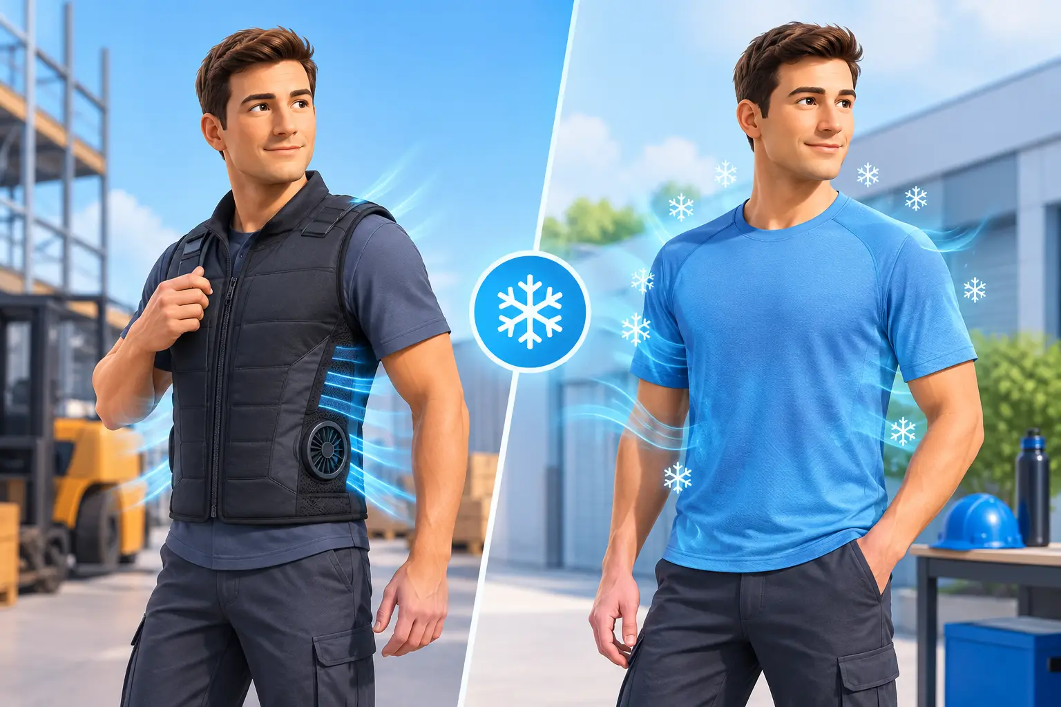 Koelvest versus koelshirt voor werknemers