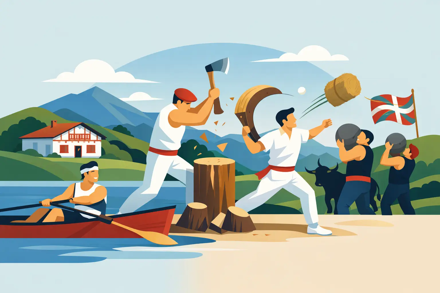 Sports traditionnels du Pays basque en action