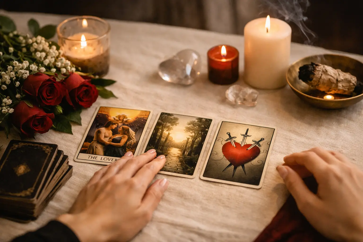 Imagem editorial: Ritual para abrir caminhos no amor com clareza