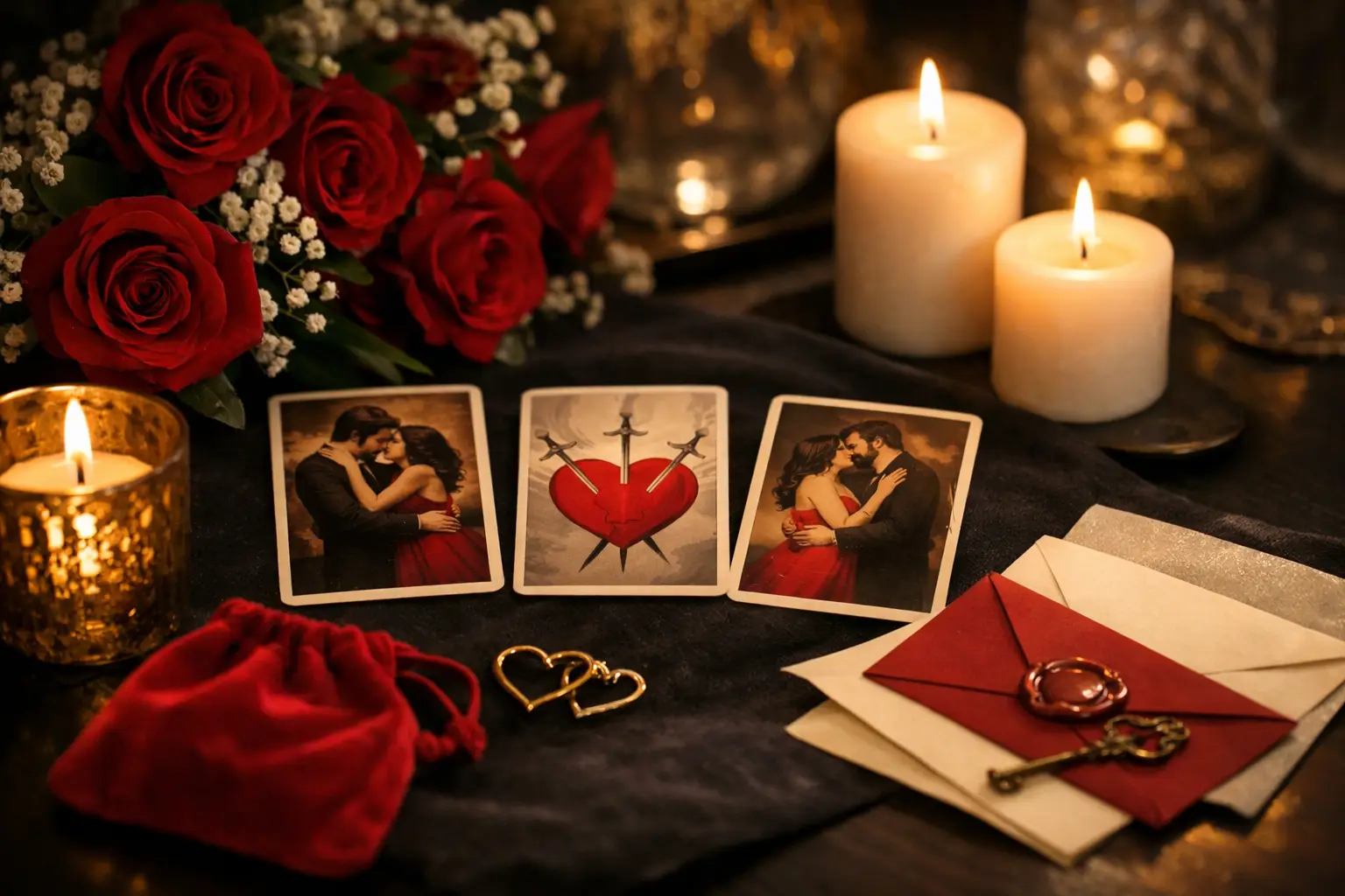 Imagem editorial: Cartas Amorosas Comuns no Tarot e o Que Indicam