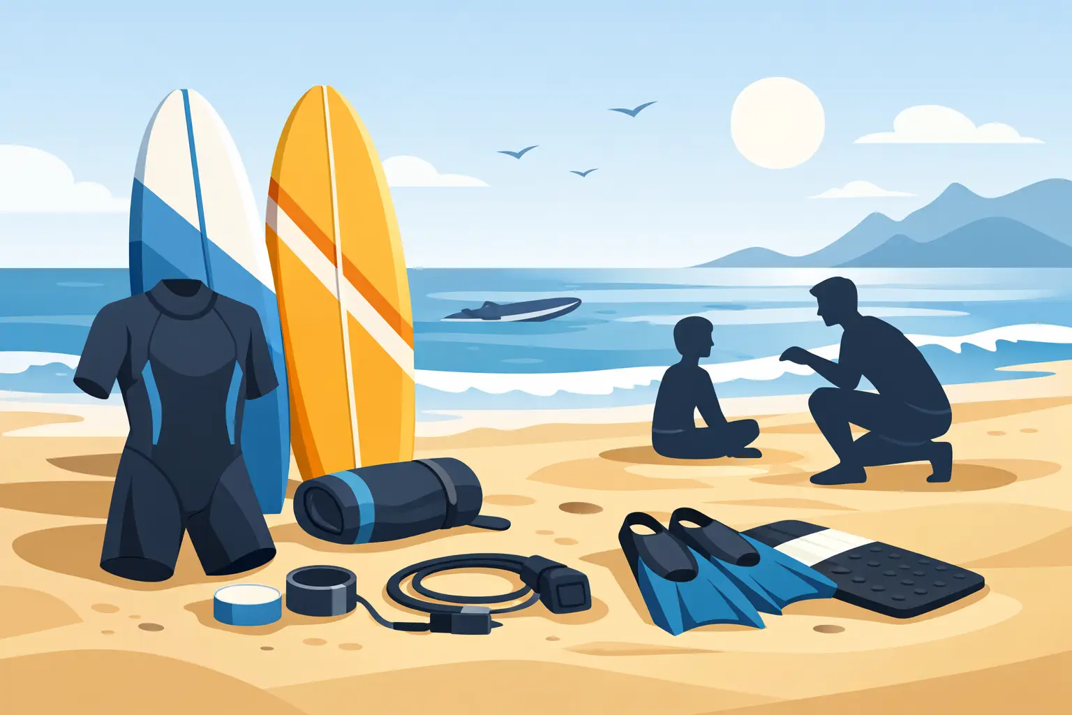 Equipo incluido en clase de surf: qué esperar