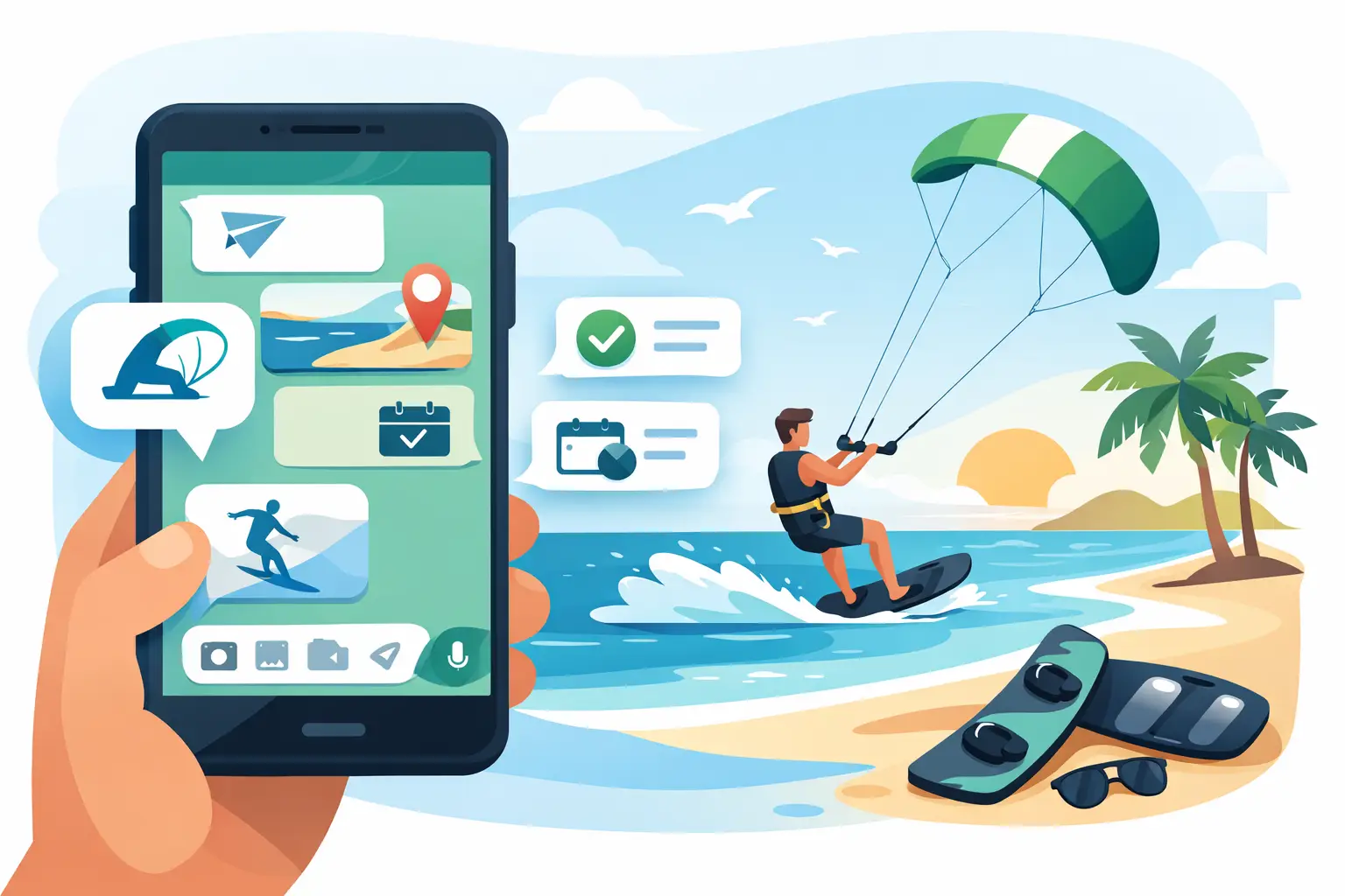 Cómo reservar kitesurf por WhatsApp fácil