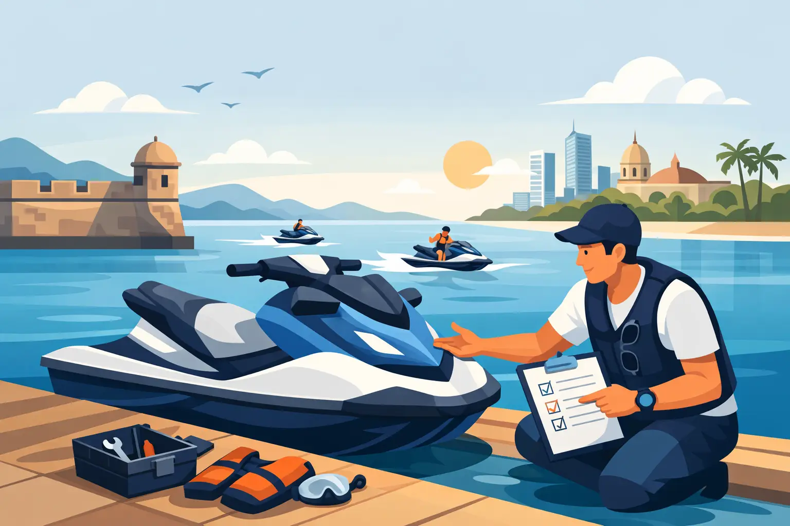 Jet ski Cartagena seguro: qué revisar antes