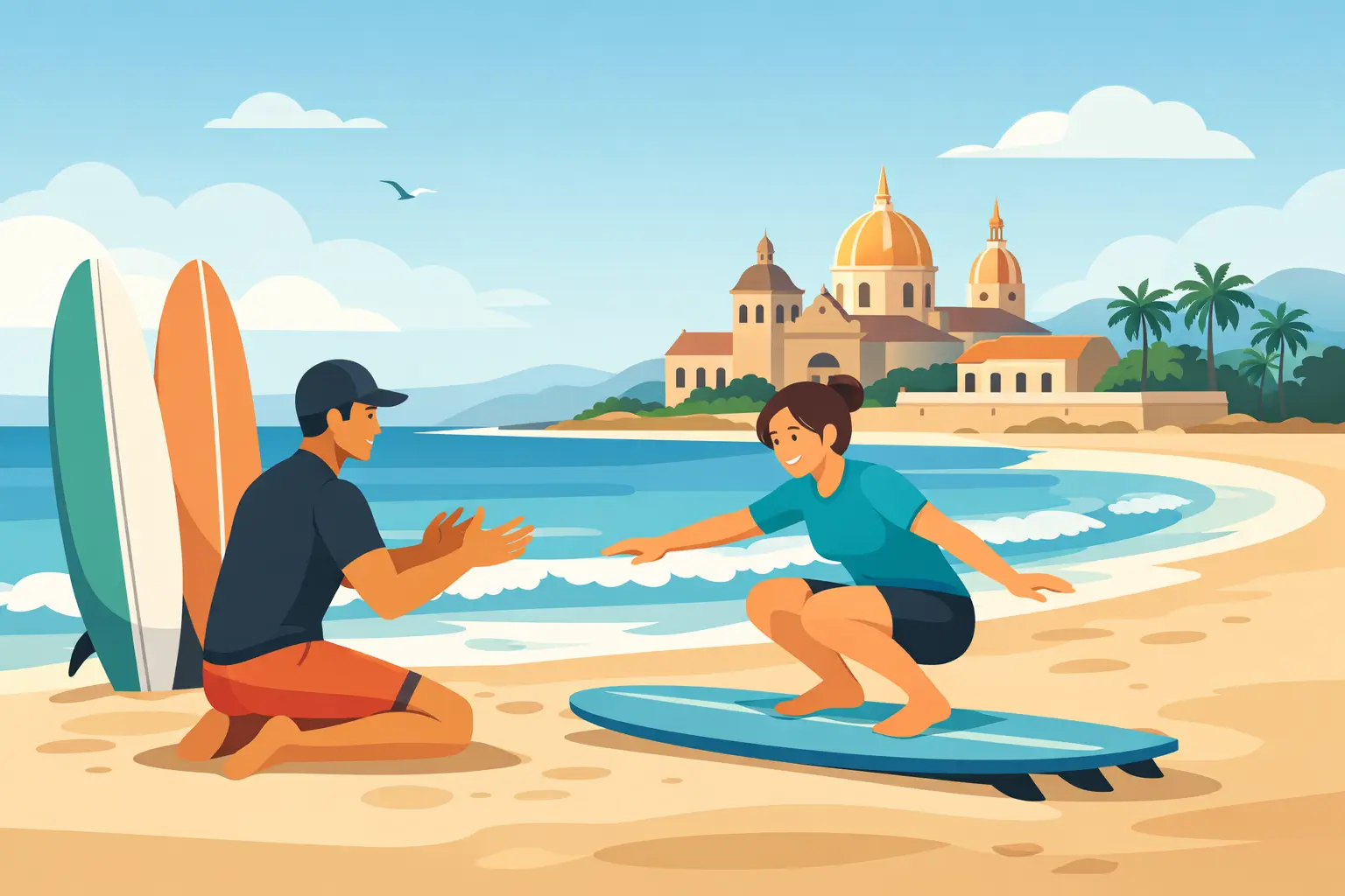 Primera clase de surf en Cartagena