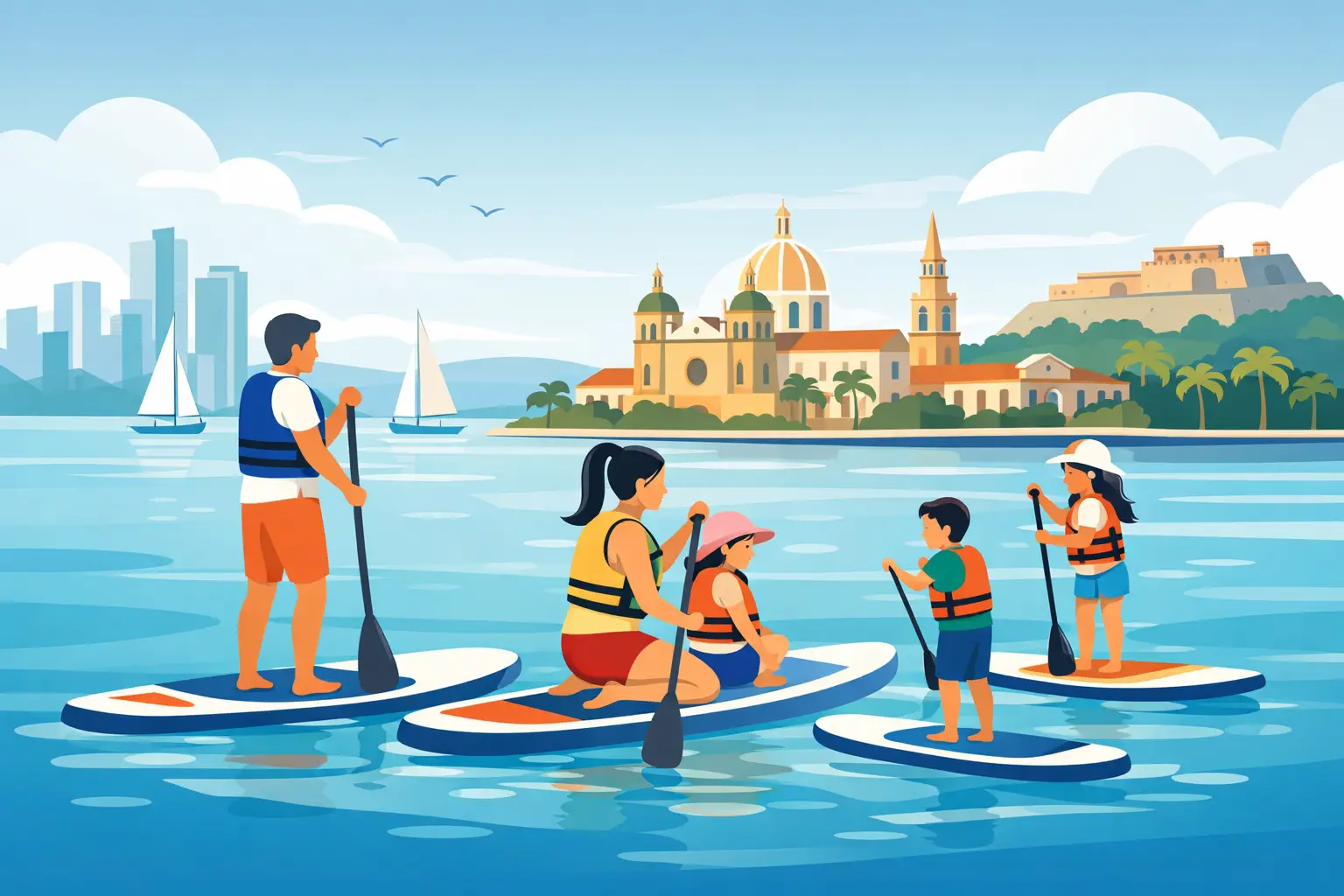 Clases de paddle board familiar en Cartagena