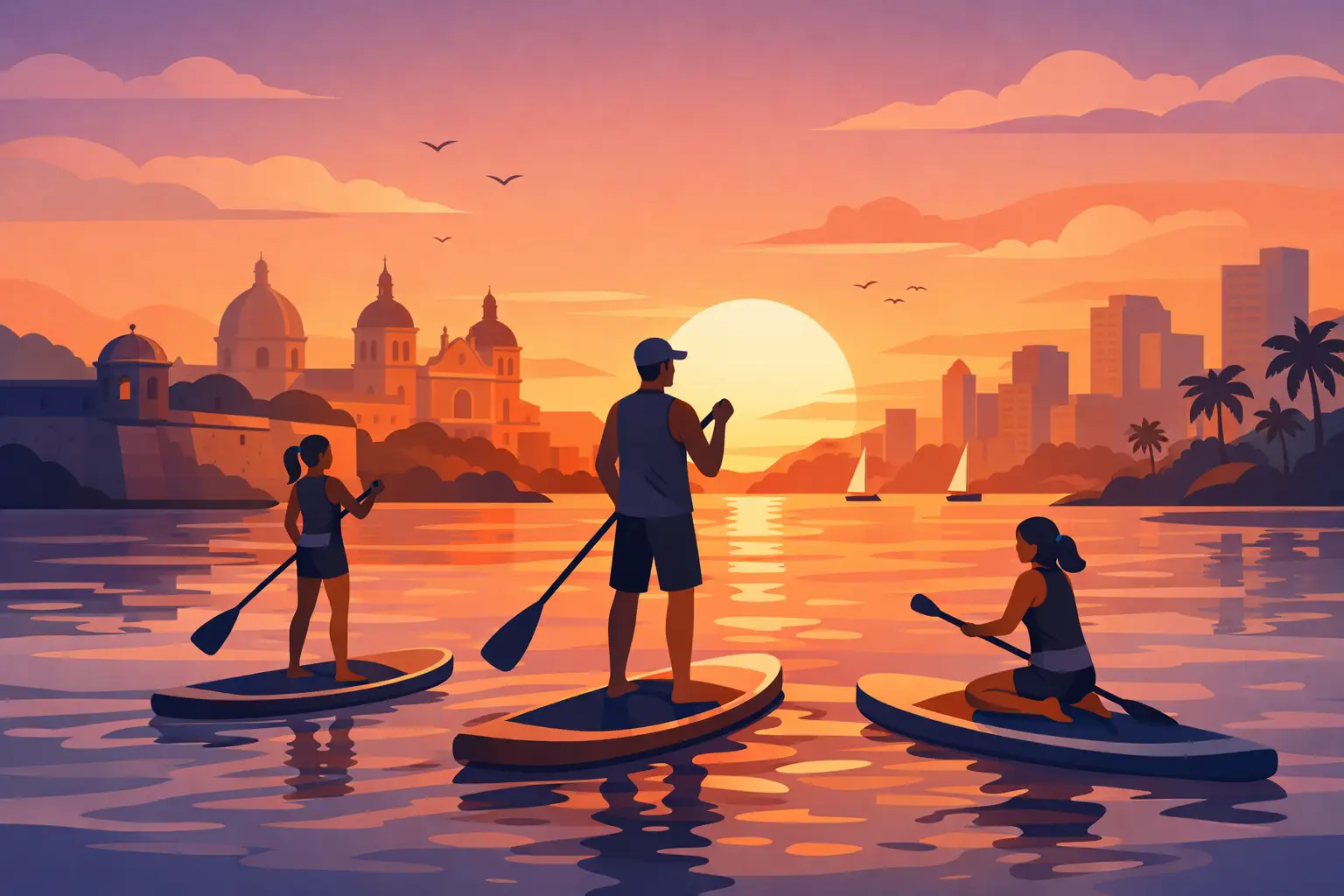Tour de paddleboard al atardecer en Cartagena