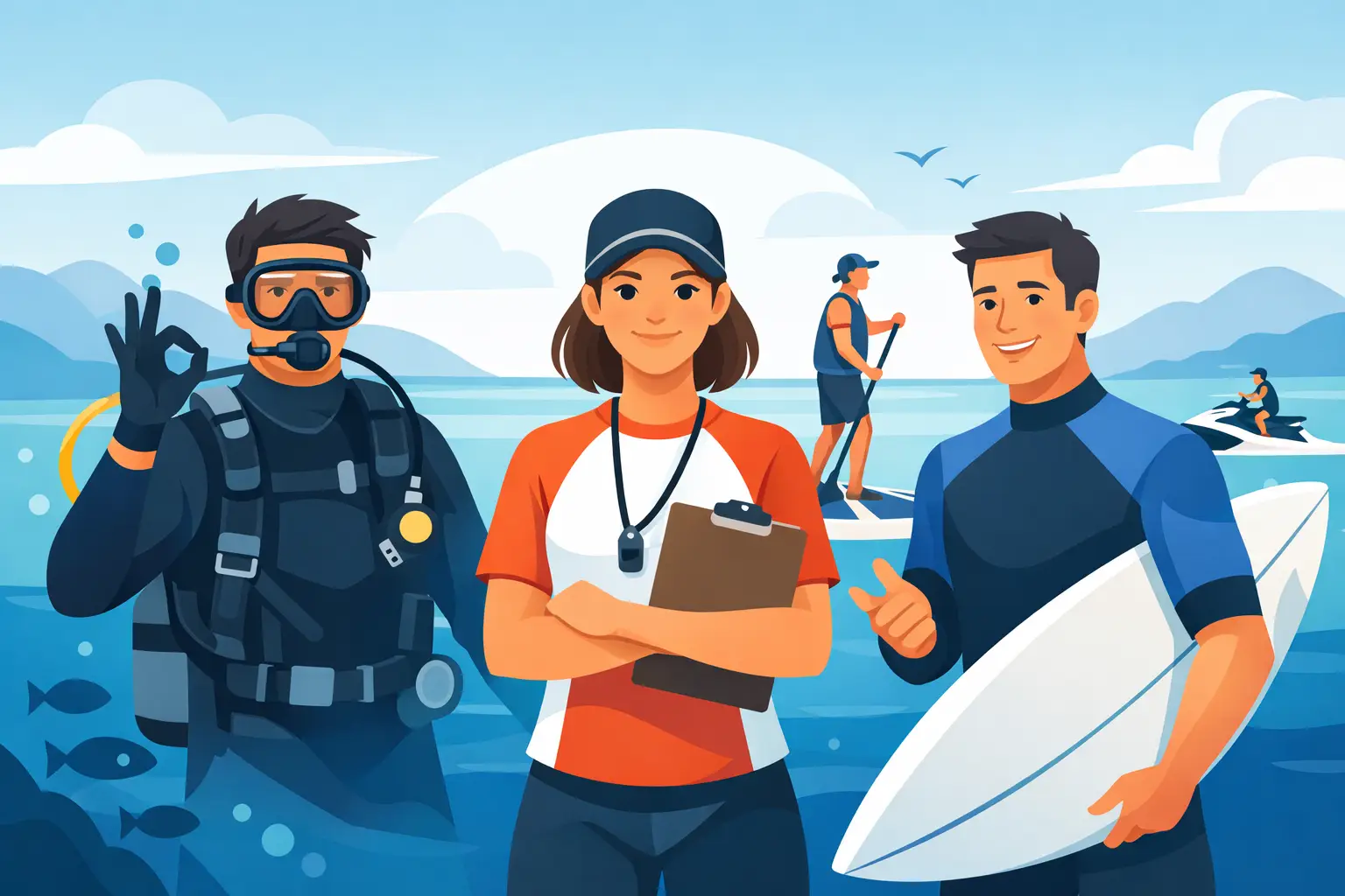 Instructores certificados deportes acuáticos