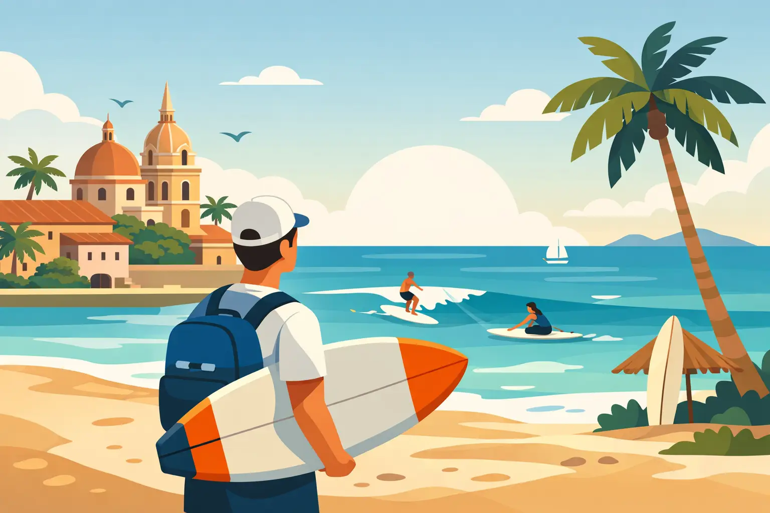 Surf para viajeros principiantes en Cartagena