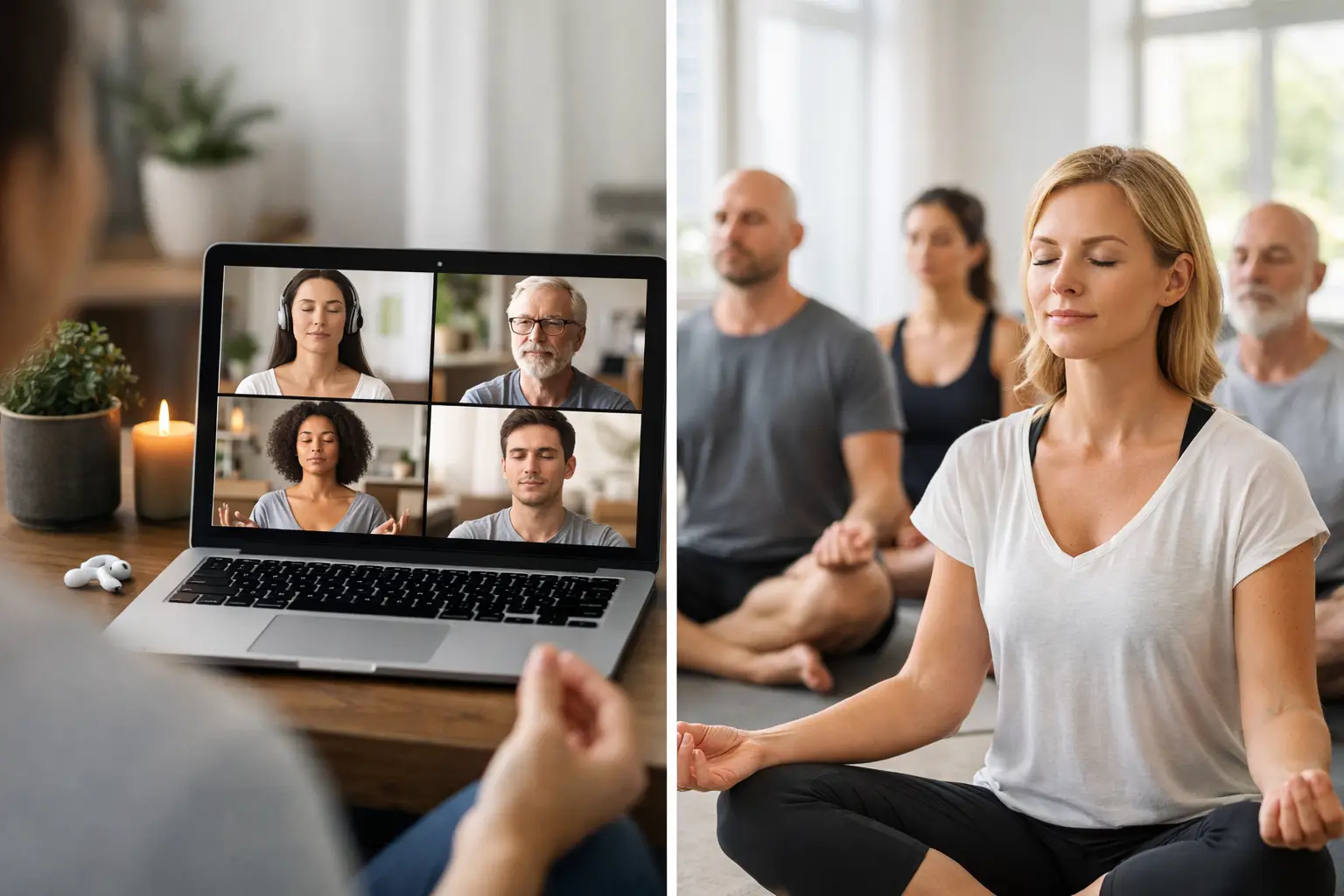 Gruppenmeditation online vs vor Ort
