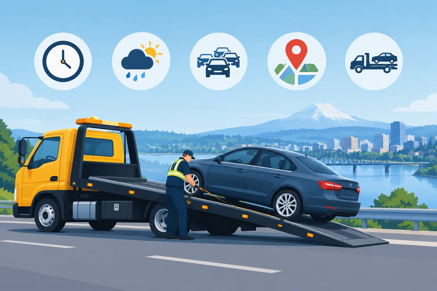What Gresham Towing Arrival Times Depend On