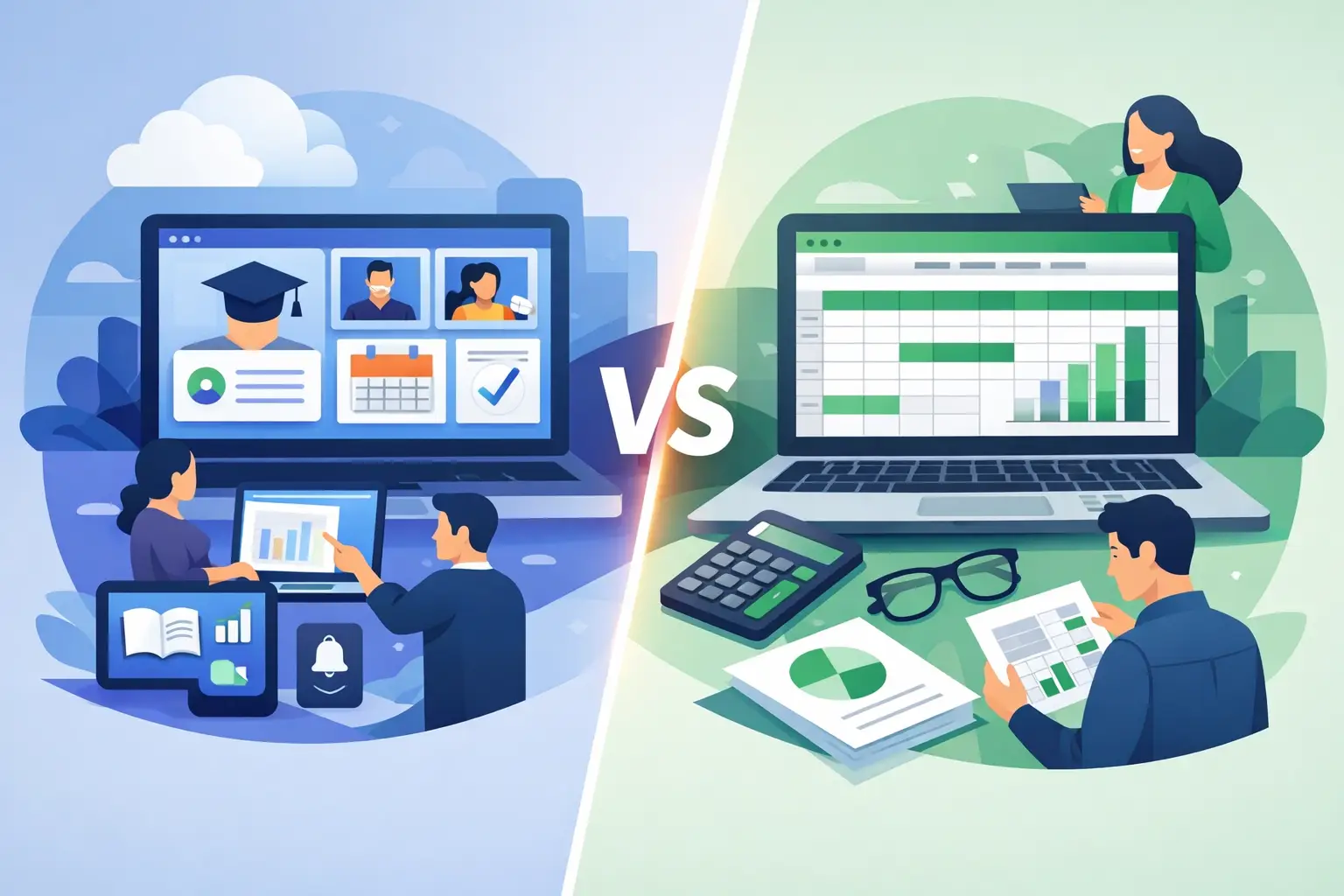 Zentrale Schulplattform vs Excel im Vergleich