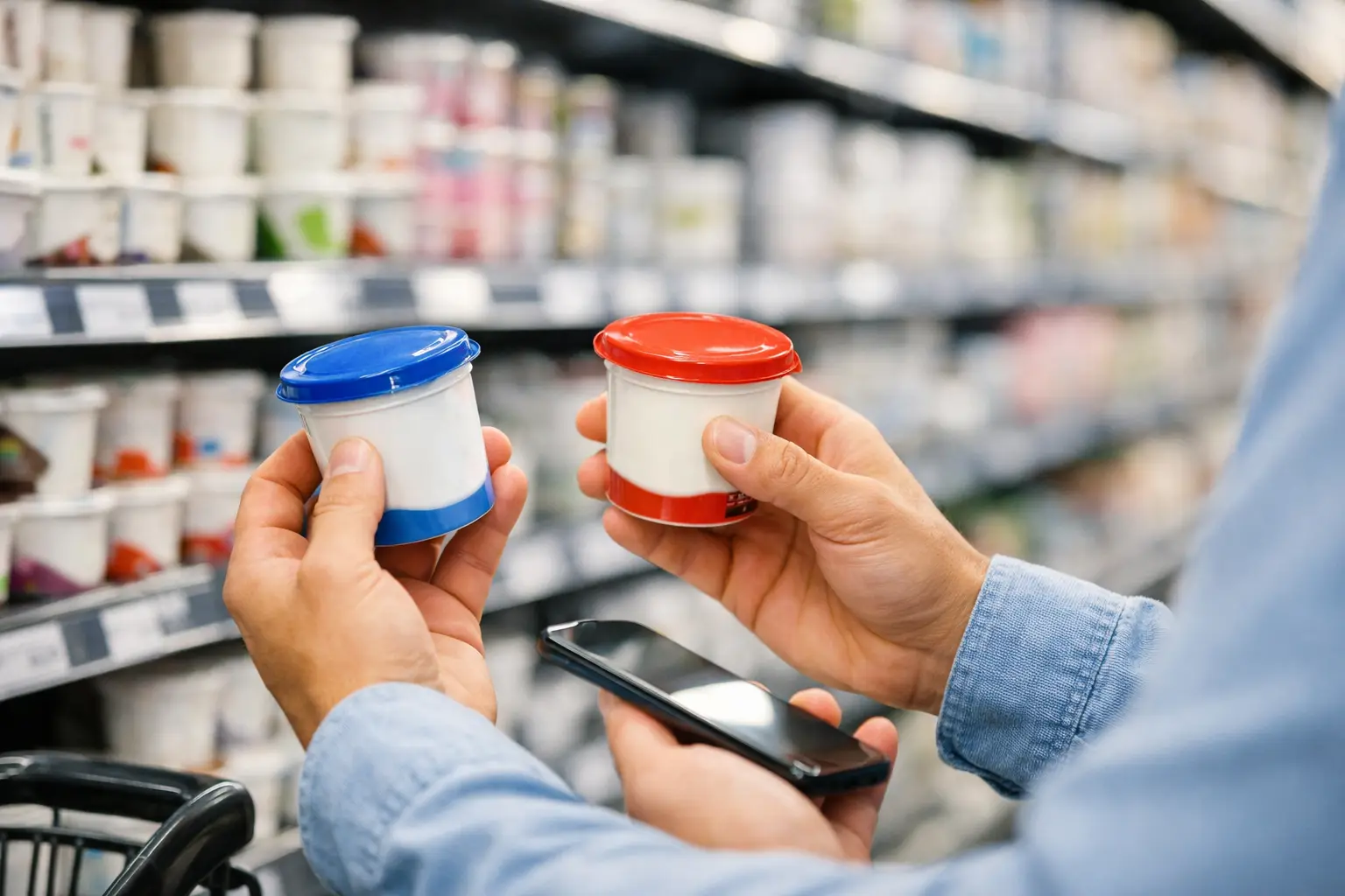 Hvordan sammenligne yoghurt i butikk raskt