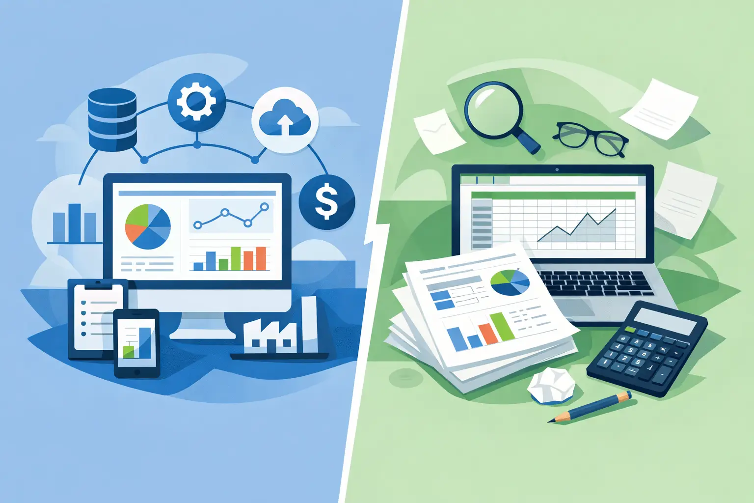 Sistema integrado versus planilhas financeiras