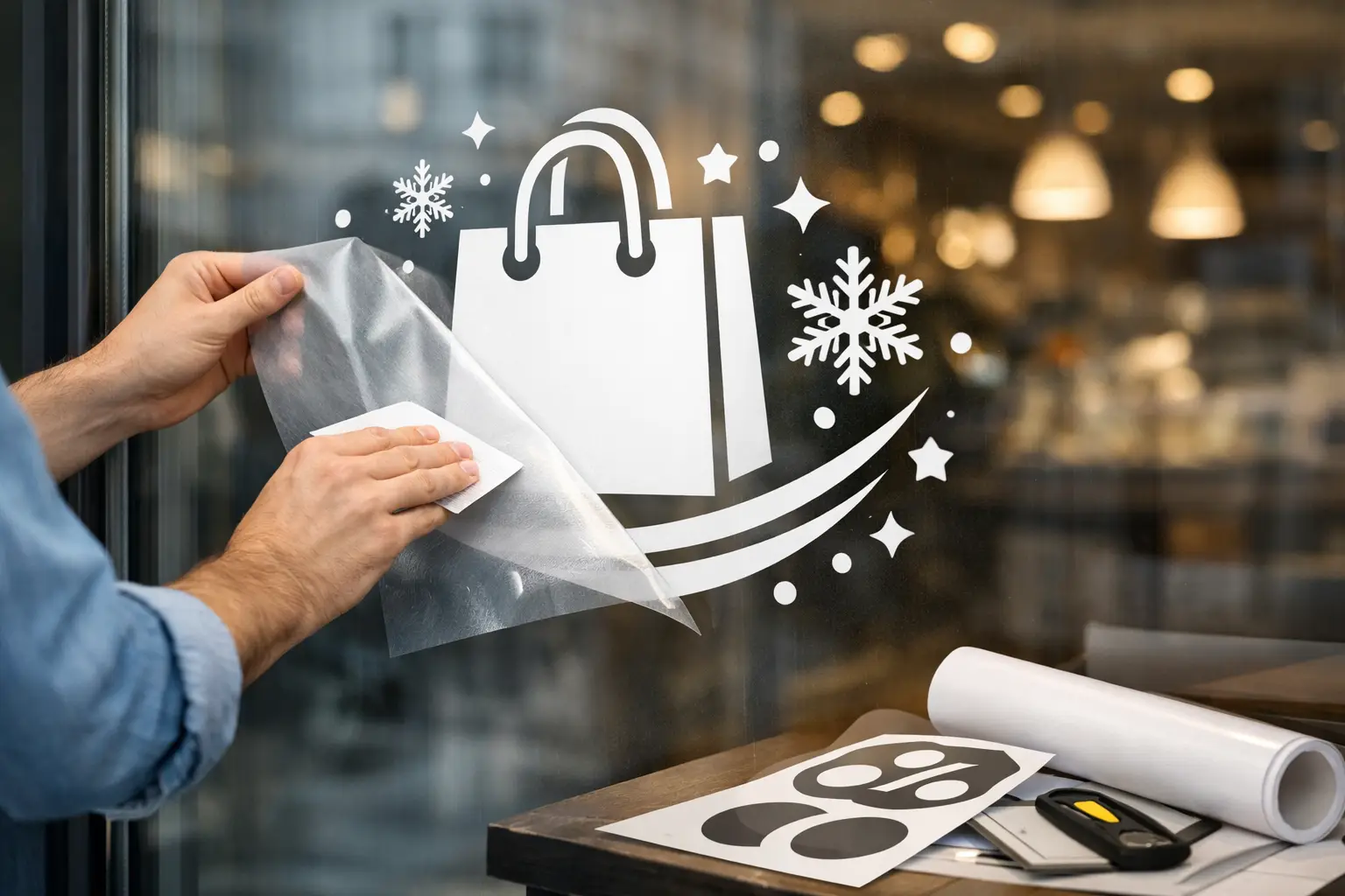 Créer des stickers pour vitrine commerciale