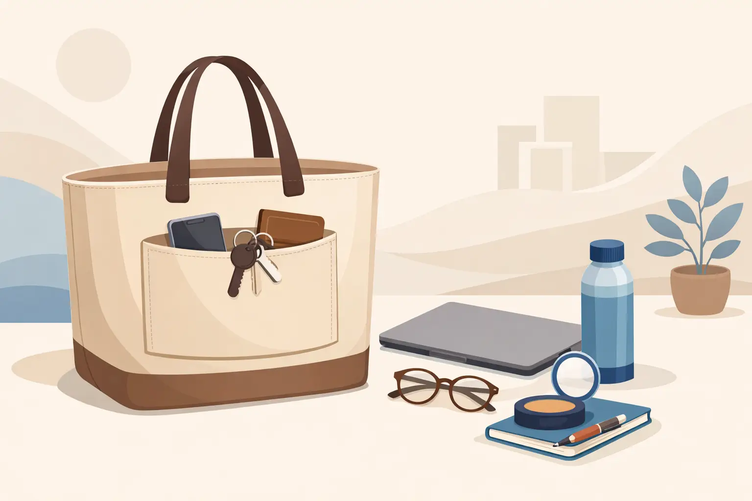 Large Tote Bag With Inside Pocket for Every Day