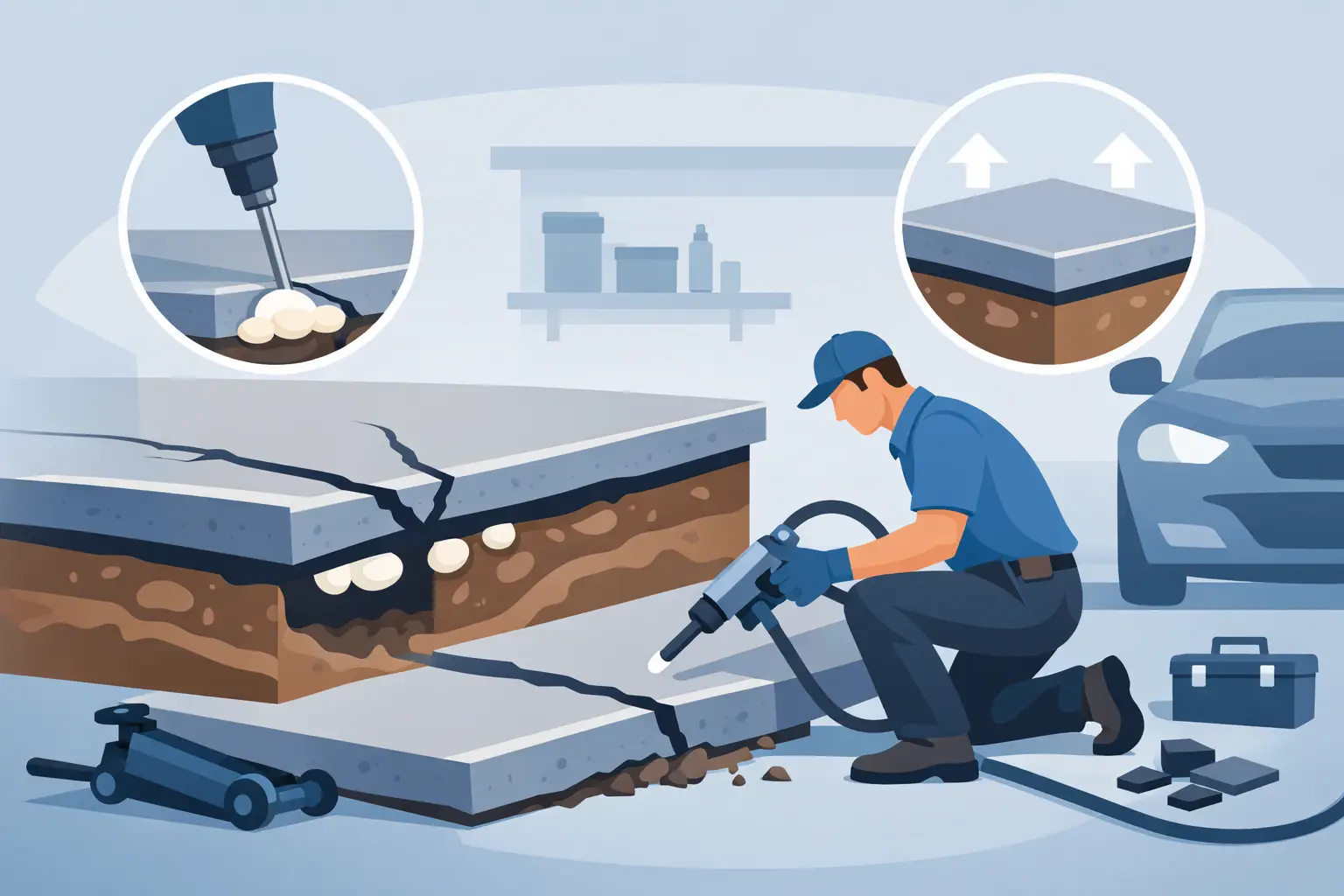 Garage Floor Sinking Repair: What to Expect illustration
