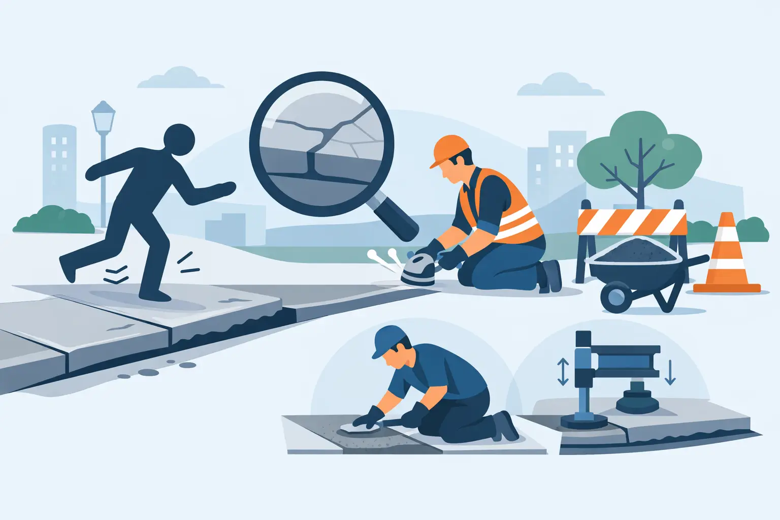 Trip Hazard Sidewalk Repair Options illustration